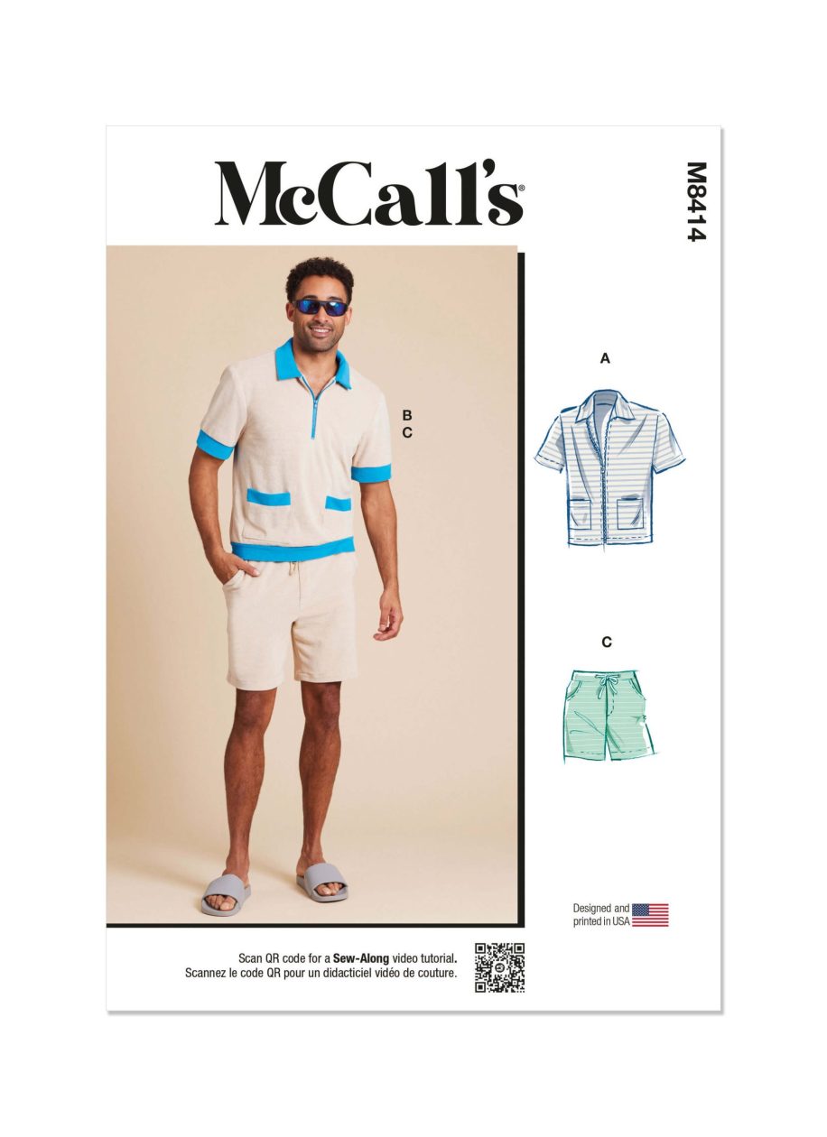 McCall's Sewing Pattern M8414 Men's Knit Shirt and Shorts
