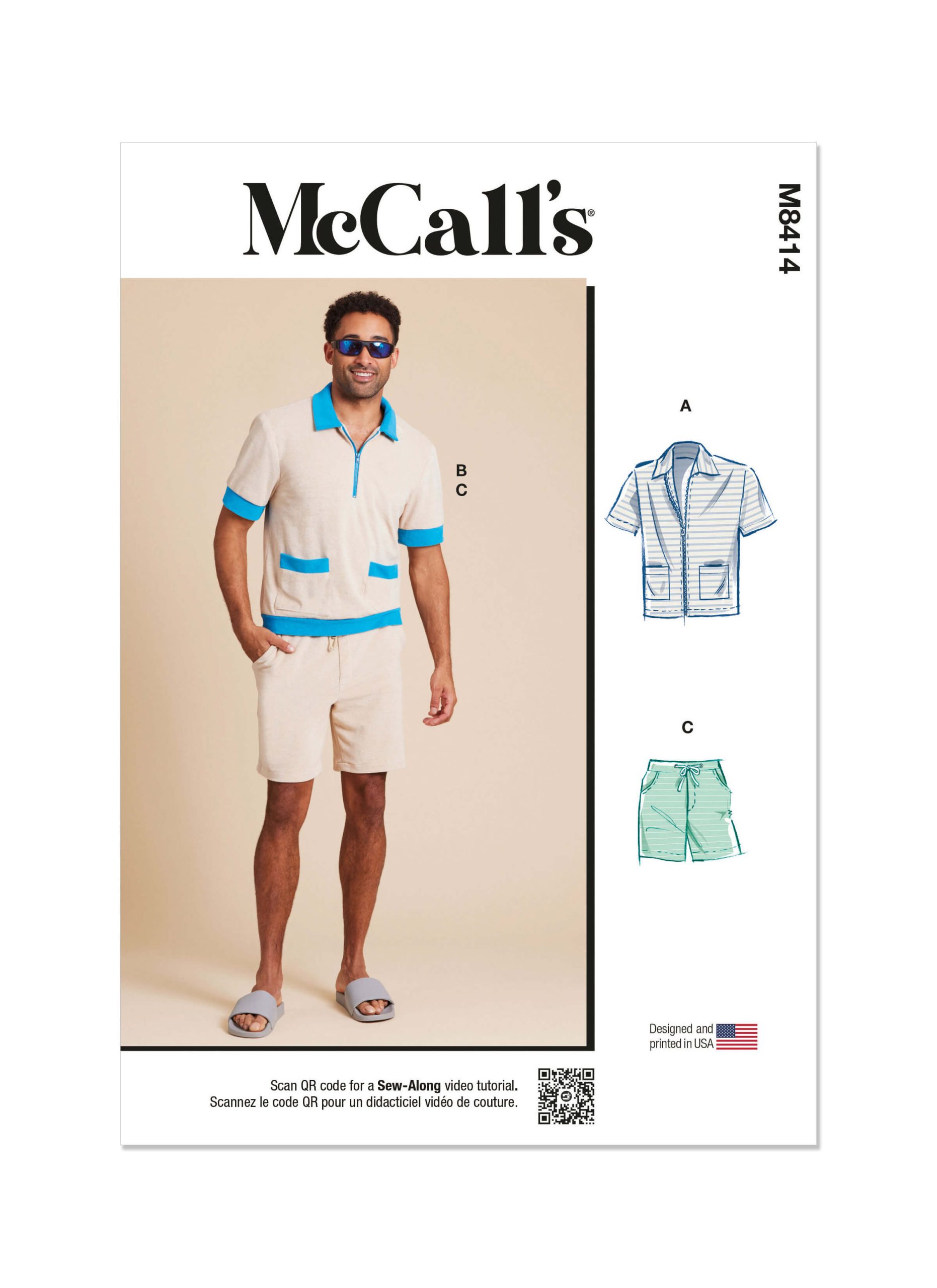 McCall’s Sewing Pattern M8414 Men’s Knit Shirt and Shorts