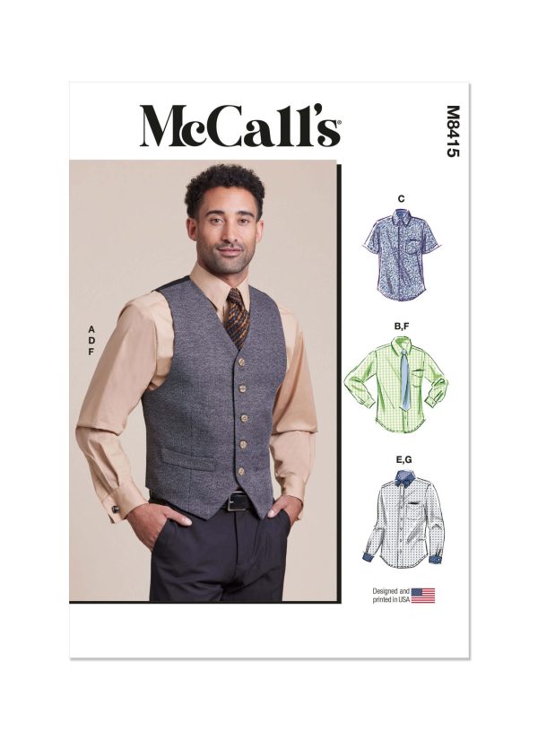 McCall's Sewing Pattern M8415 Men's Lined Waistcoat, Shirts, Tie and Bow Tie