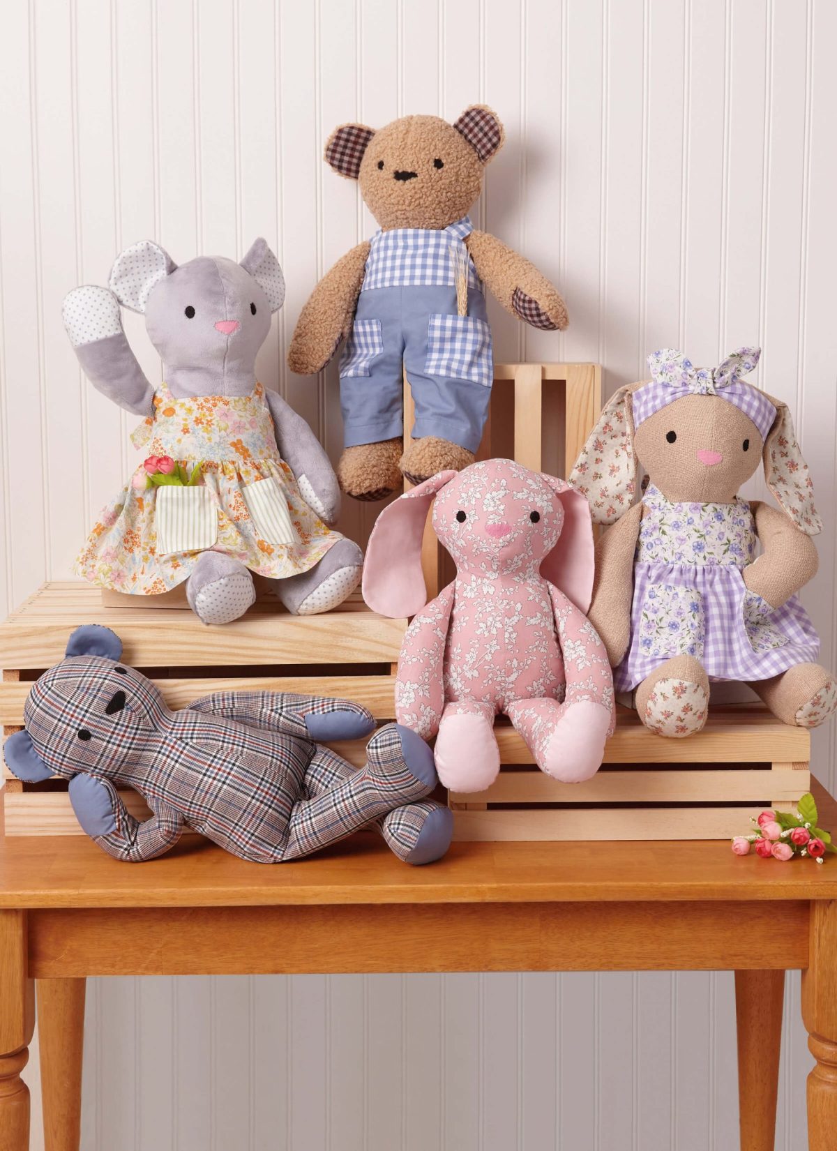 McCall's Sewing Pattern M8422 Plush Bear, Bunny and Mouse with Clothes and Headband