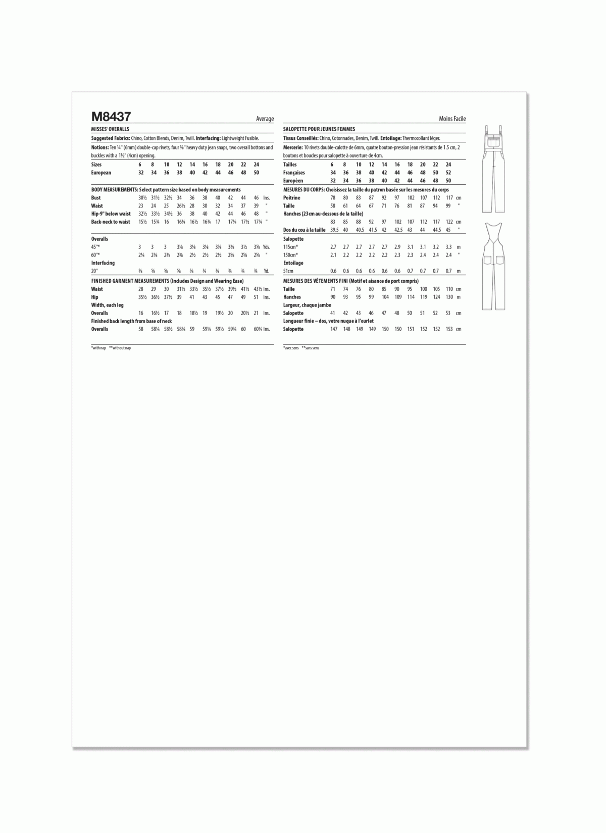 McCall's Sewing Pattern M8437 Misses' Dungerees by Brandi Joan