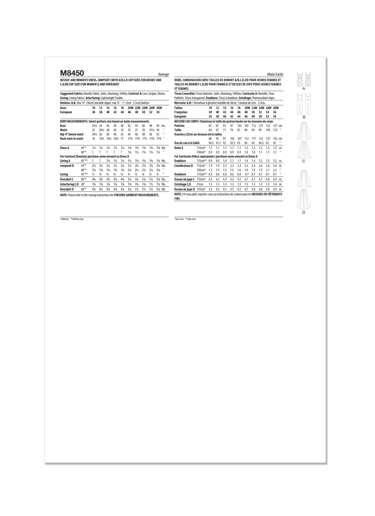 McCall's Sewing Pattern M8450 Misses' and Women's Dress, Jumpsuit and Overskirt