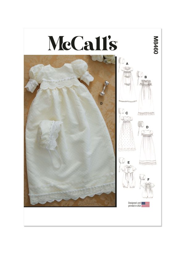 McCall's Sewing Pattern M8460 McCall's Sewing Pattern M8460 Infant's Christening Gown, Romper and Bonnet