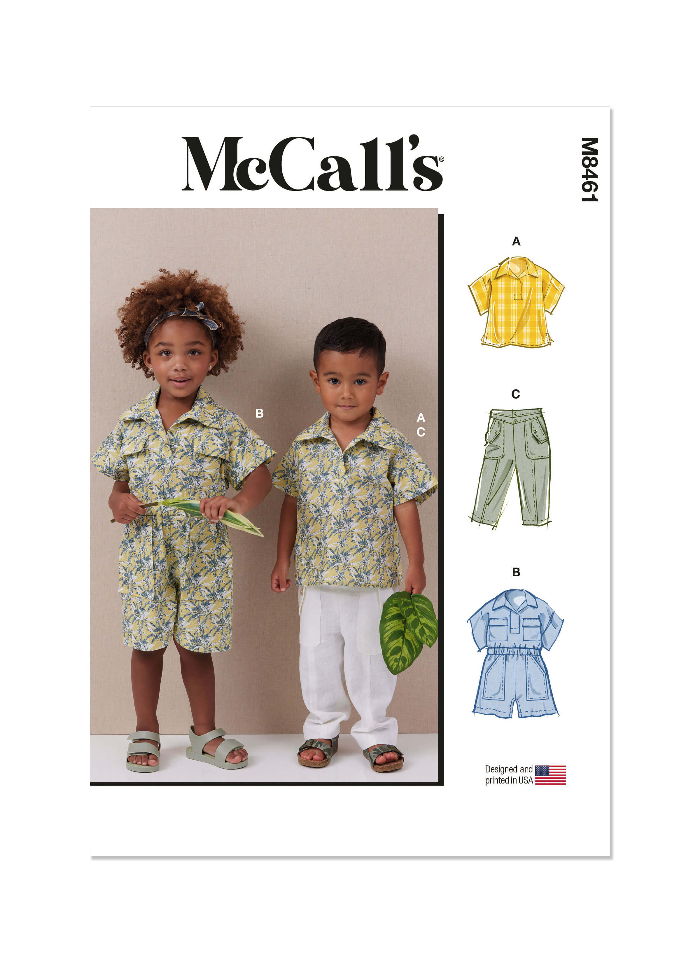 McCall's Sewing Pattern M8461 Toddlers' Top, Romper and Trousers