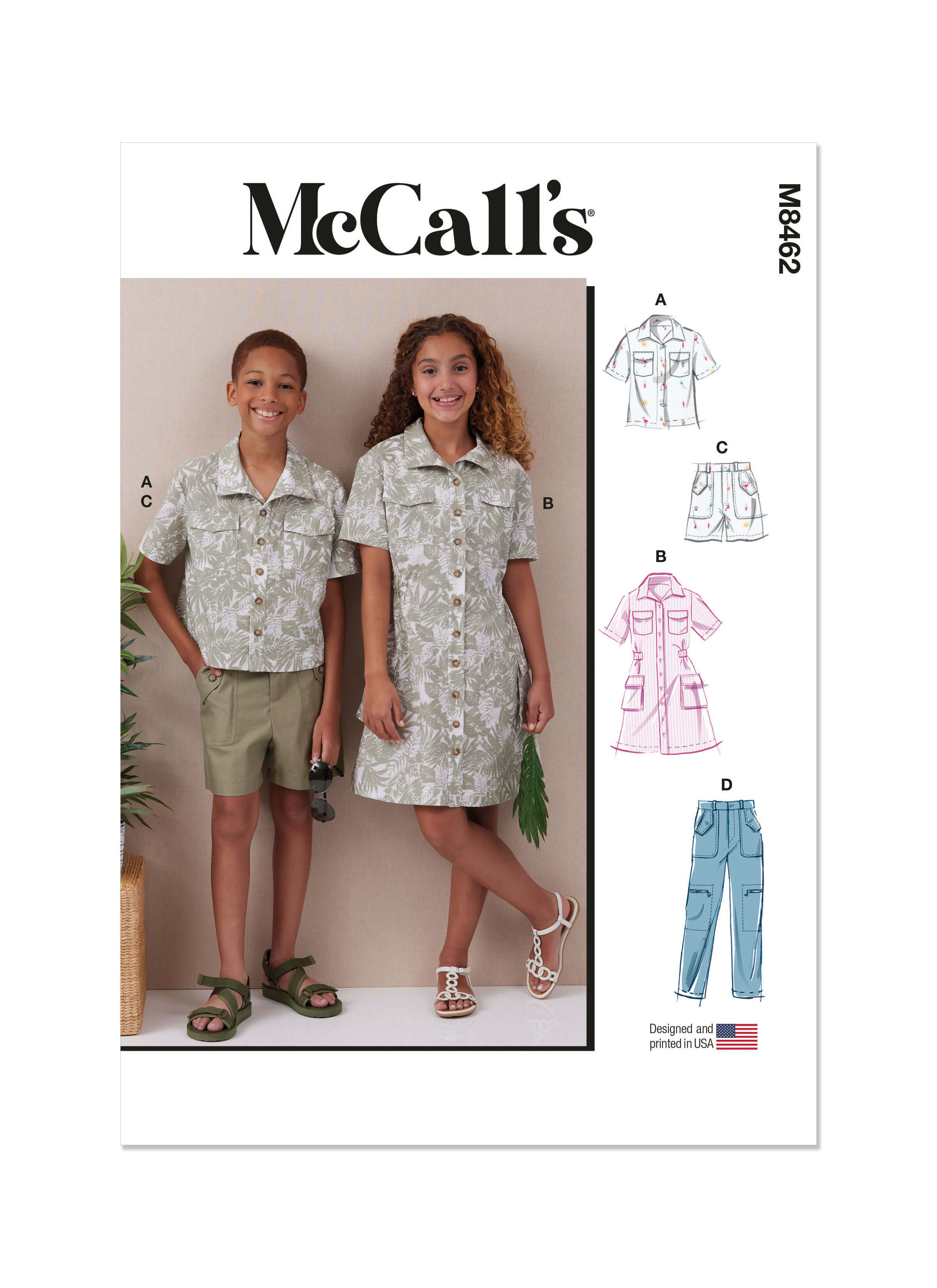 McCall's Sewing Pattern M8462 Girls' and Boys' Shirt, Trousers, Shorts and Girls' Dress