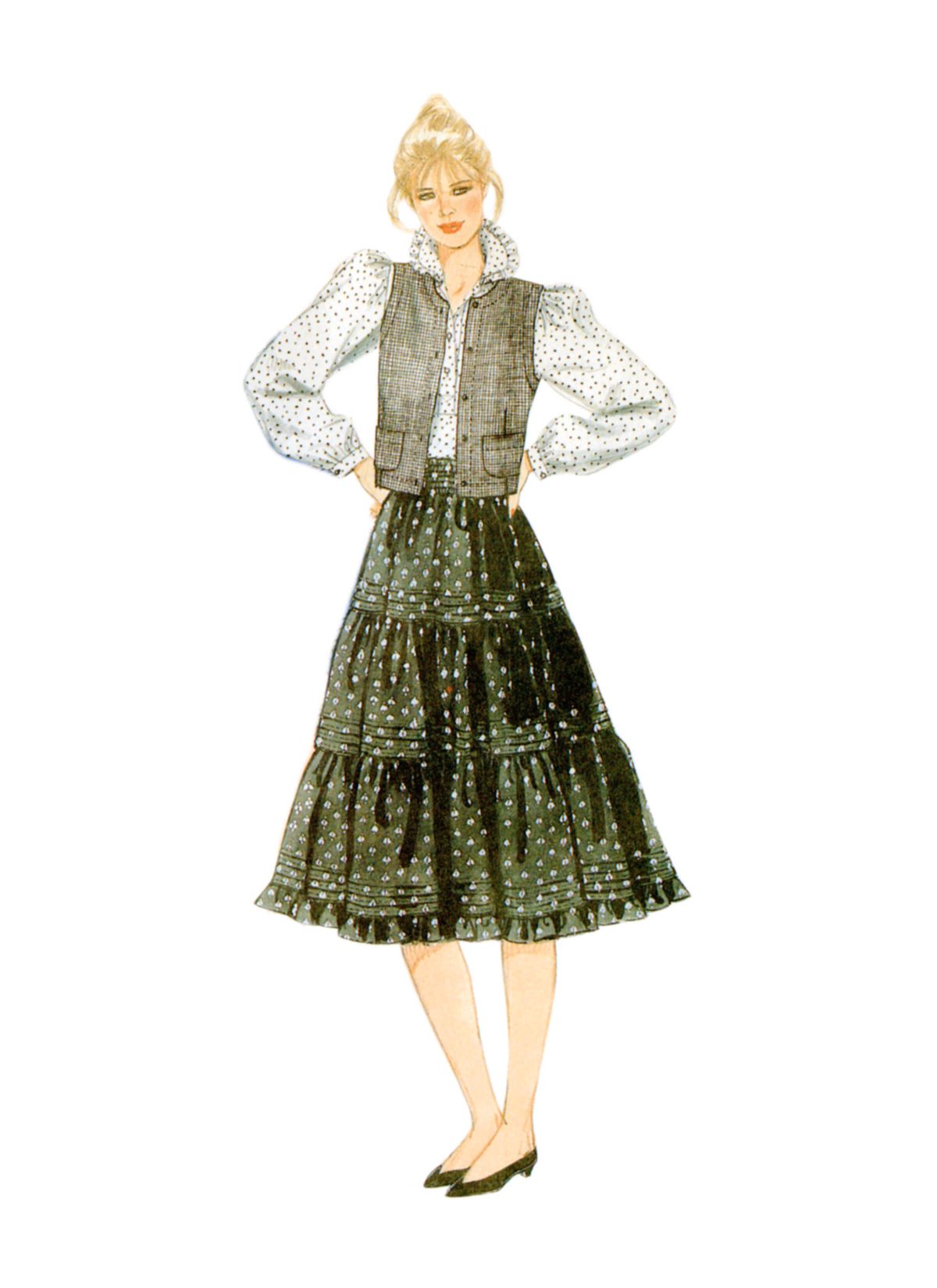 McCall's Sewing Pattern M8463 Misses' Blouse, Waistcoat, Skirt and Petticoat by Laura Ashley