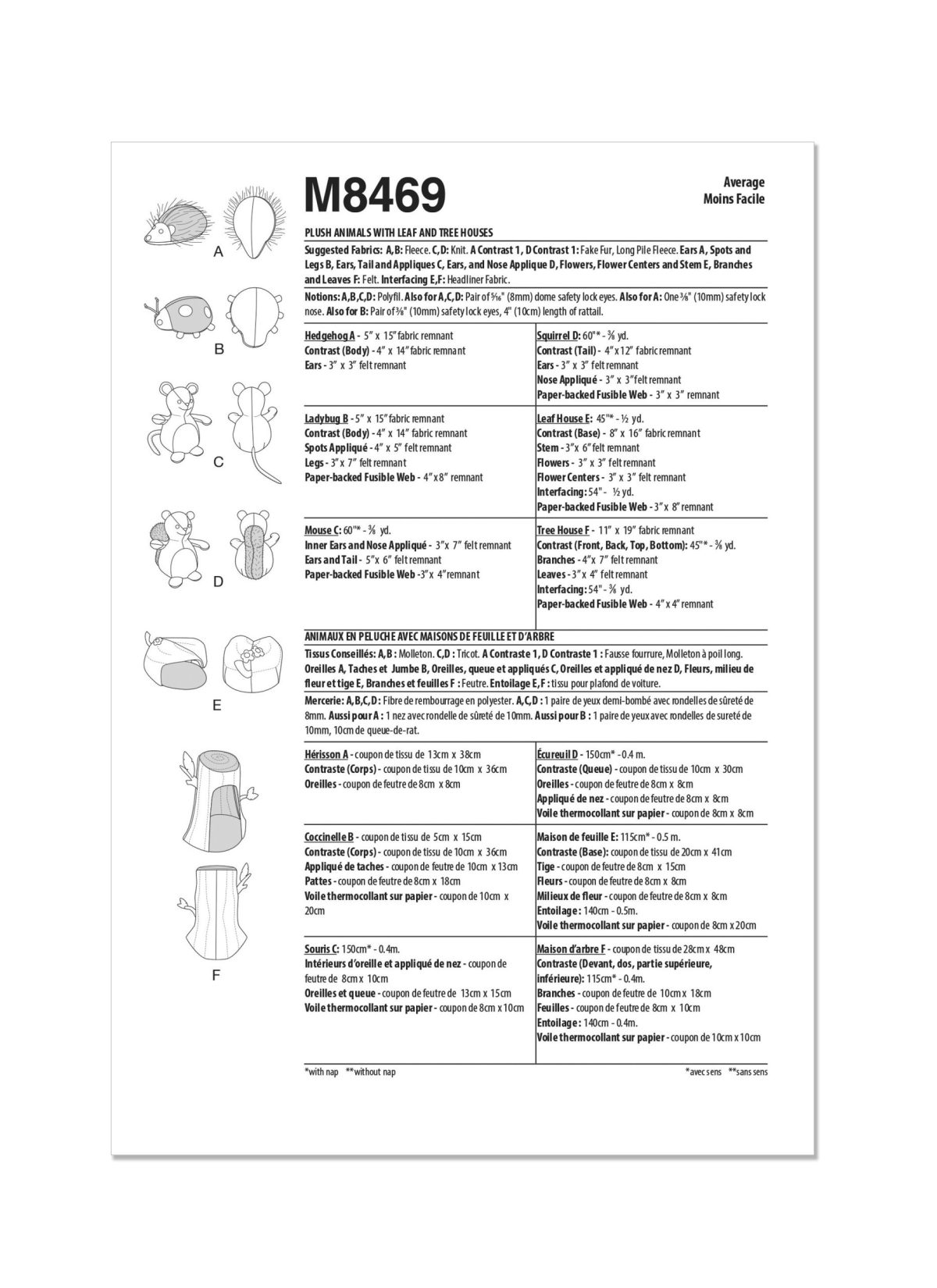 McCall's Sewing Pattern M8469 Plush Animals With Leaf and Tree Houses by Carla Reiss Design