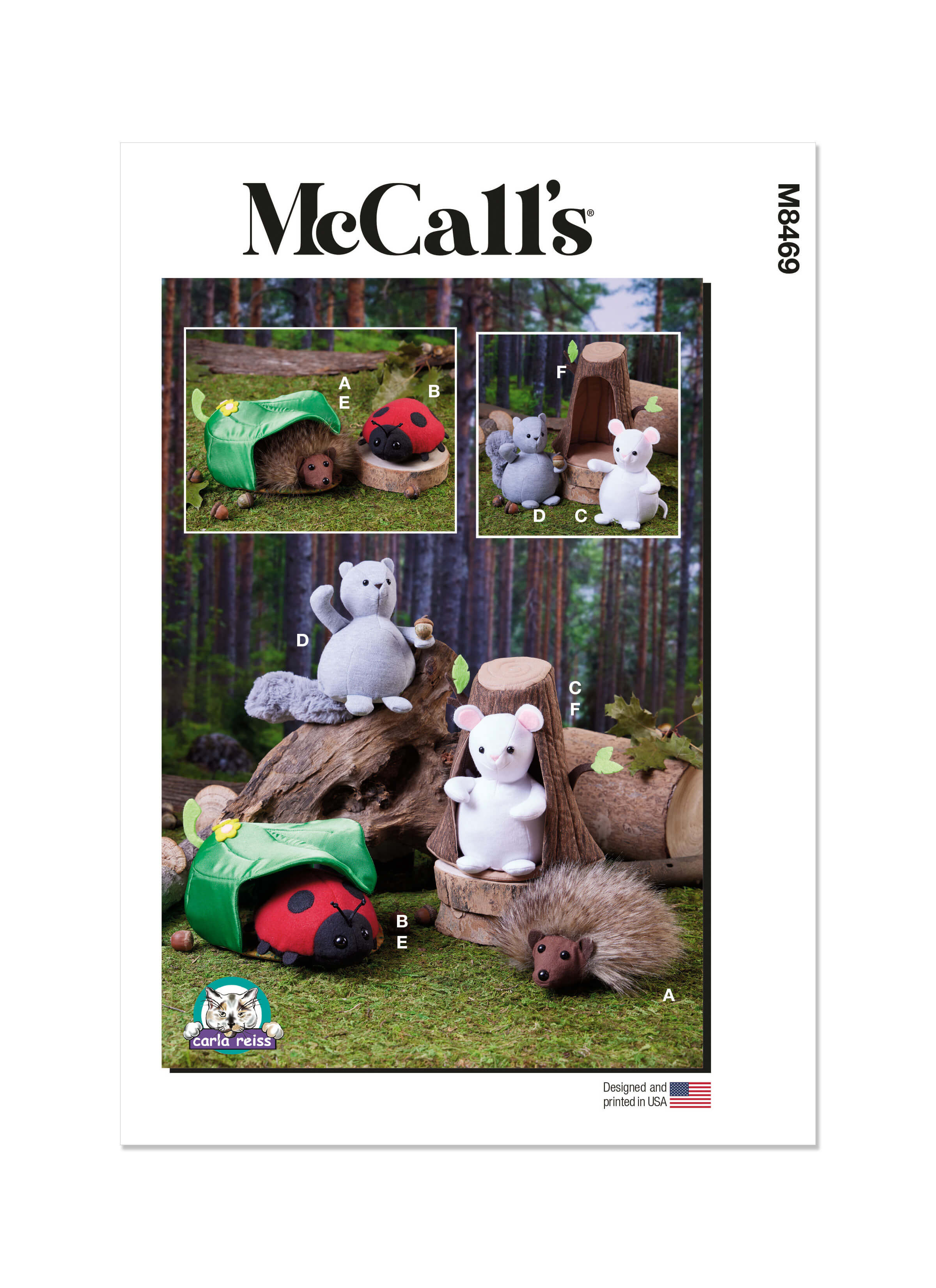 McCall's Sewing Pattern M8469 Plush Animals With Leaf and Tree Houses by Carla Reiss Design