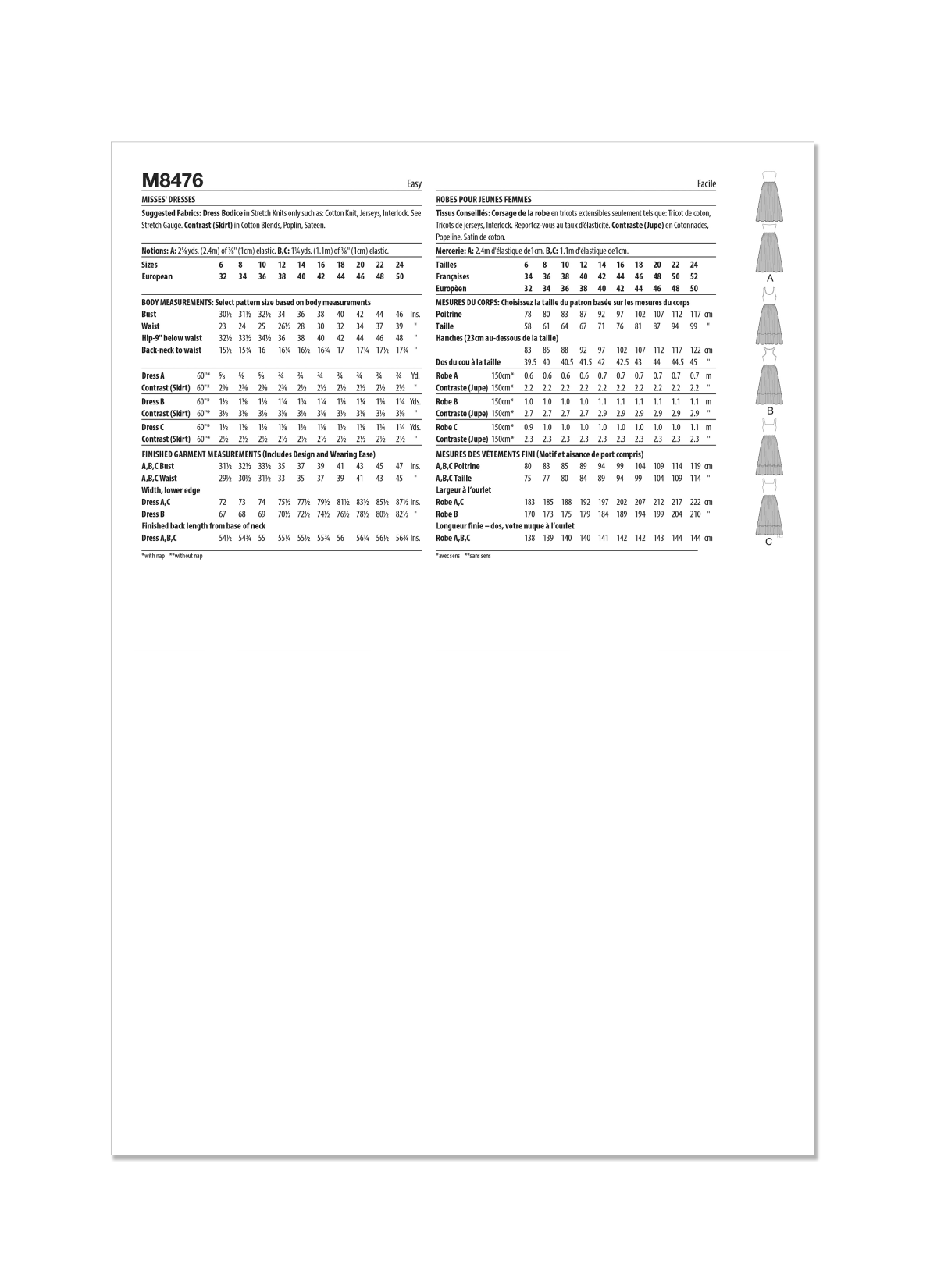 McCall's Sewing Pattern M8476 Misses' Dresses