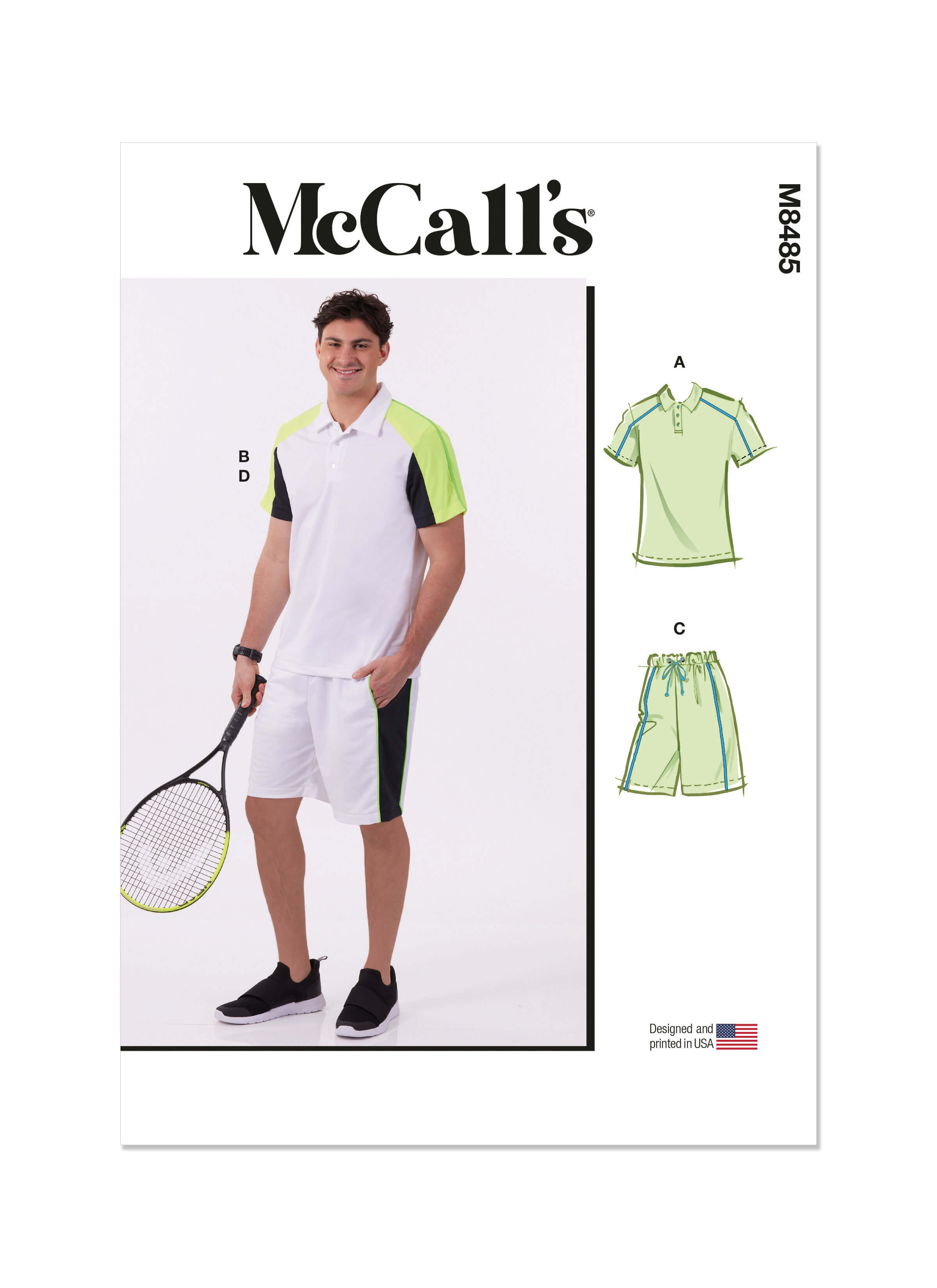 McCall's Sewing Pattern M8485 Men's Knit Tops and Shorts