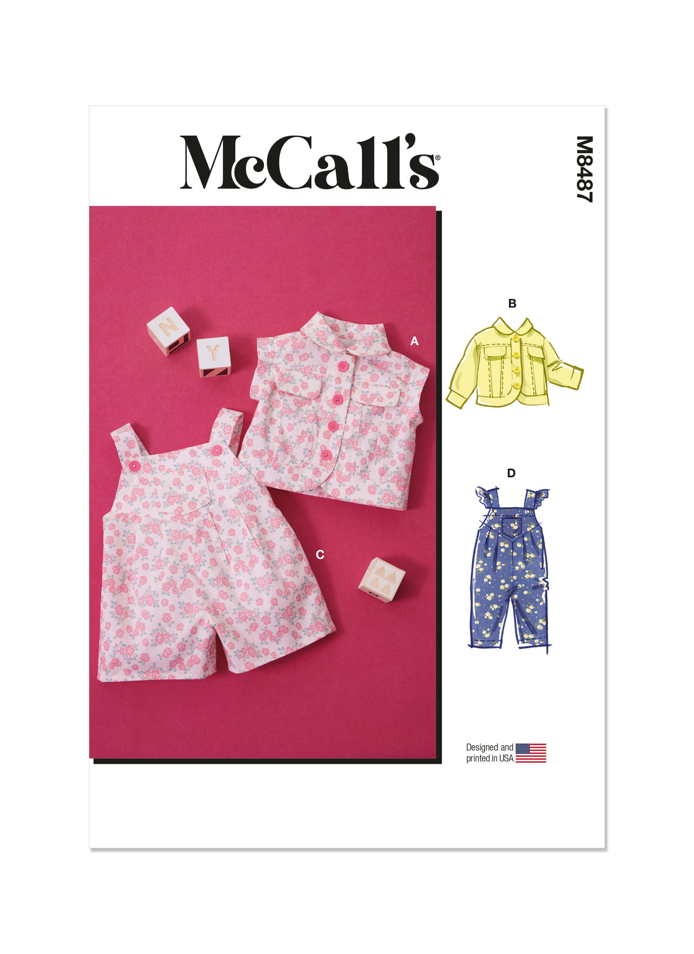 McCall's Sewing Pattern M8487 Infants' Waistcoat, Jacket and Overalls