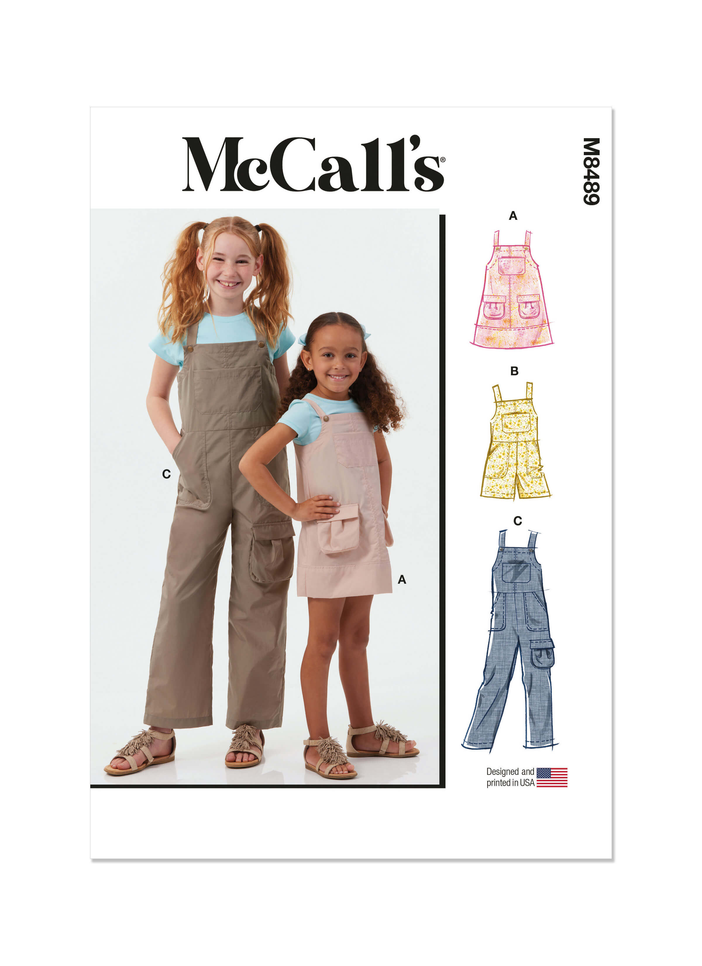 McCall's Sewing Pattern M8489 Children's and Girls' Pinafore and Overalls