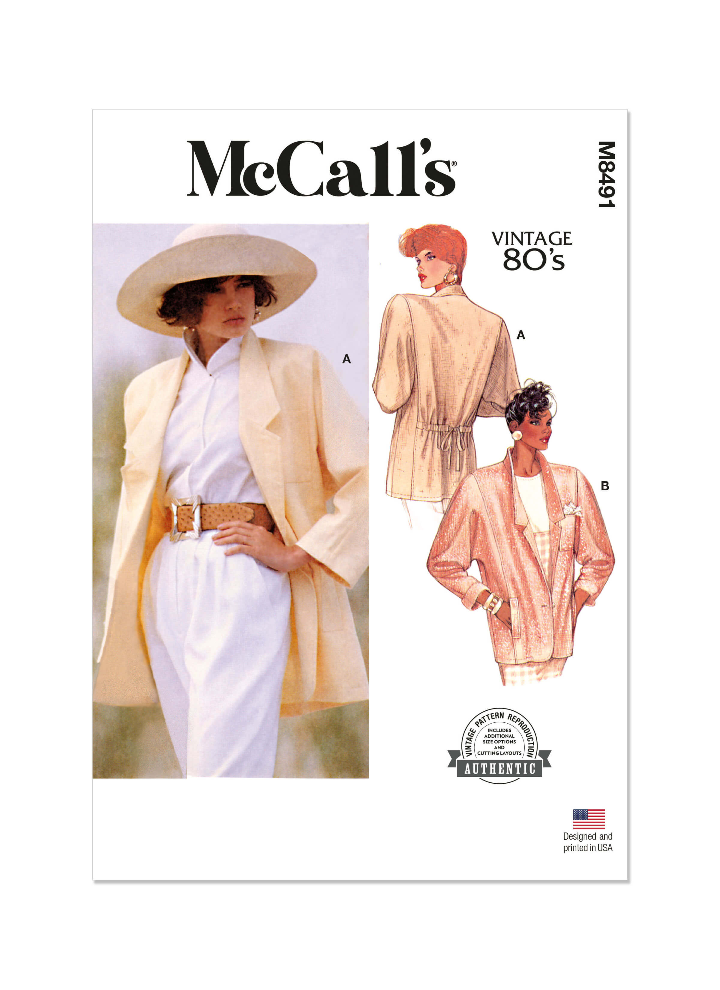 McCall's Sewing Pattern M8491 Misses' Unlined Jacket