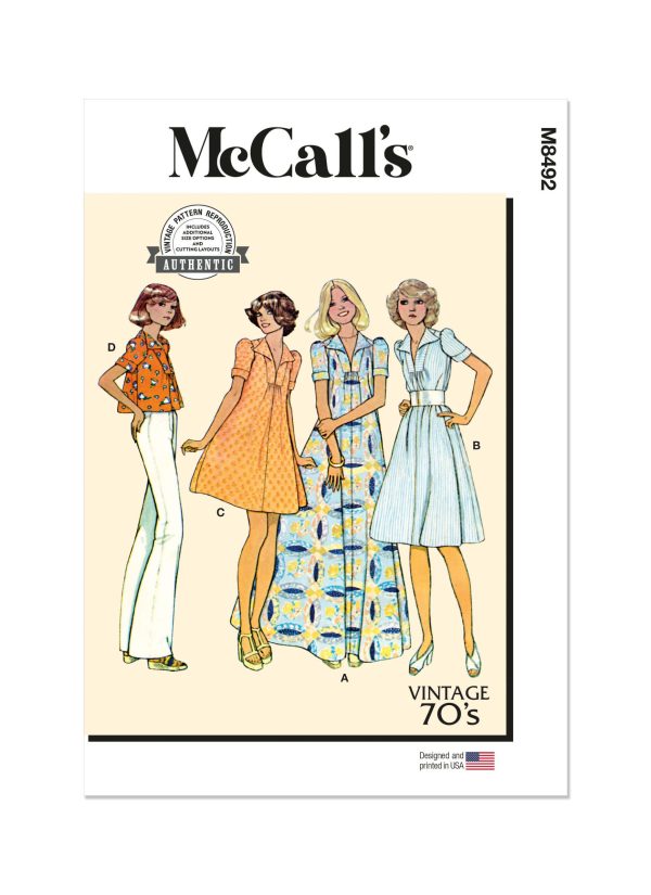 McCall's Sewing Pattern M8492 Misses' Dress or Top