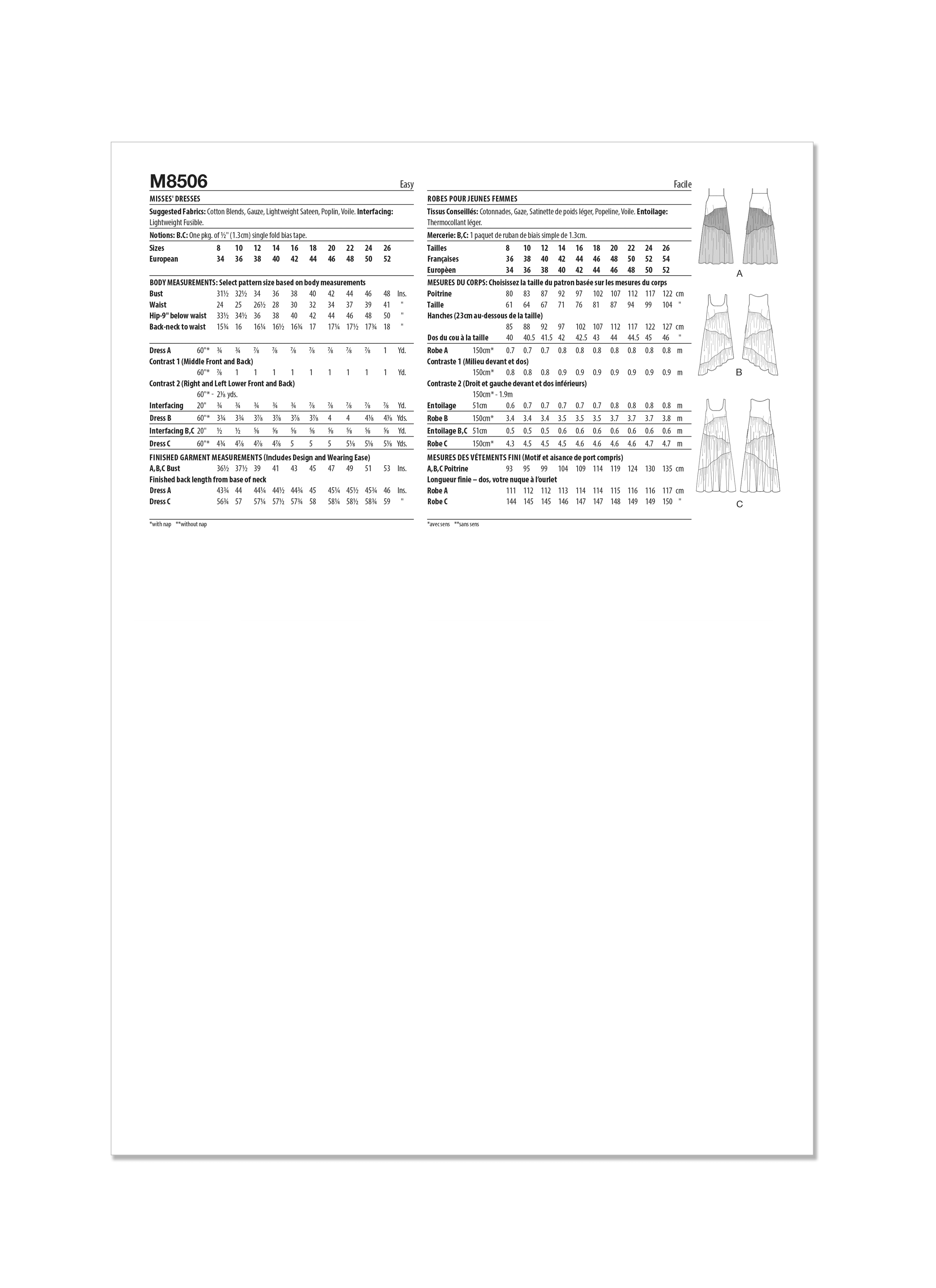 McCall's Sewing Pattern M8506 Misses' Dresses