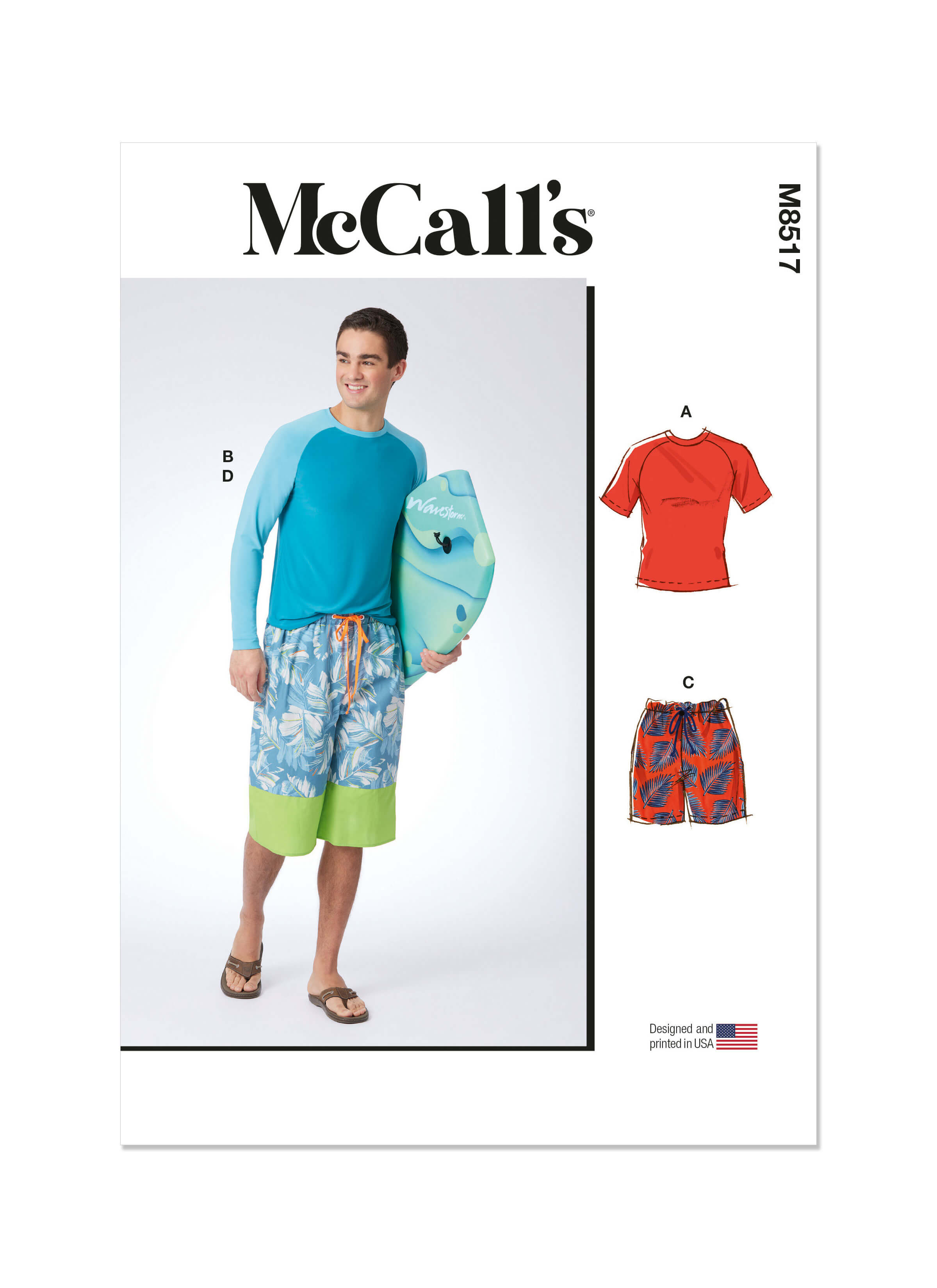 McCall's Sewing Pattern M8517 Men's Rashguards and Shorts