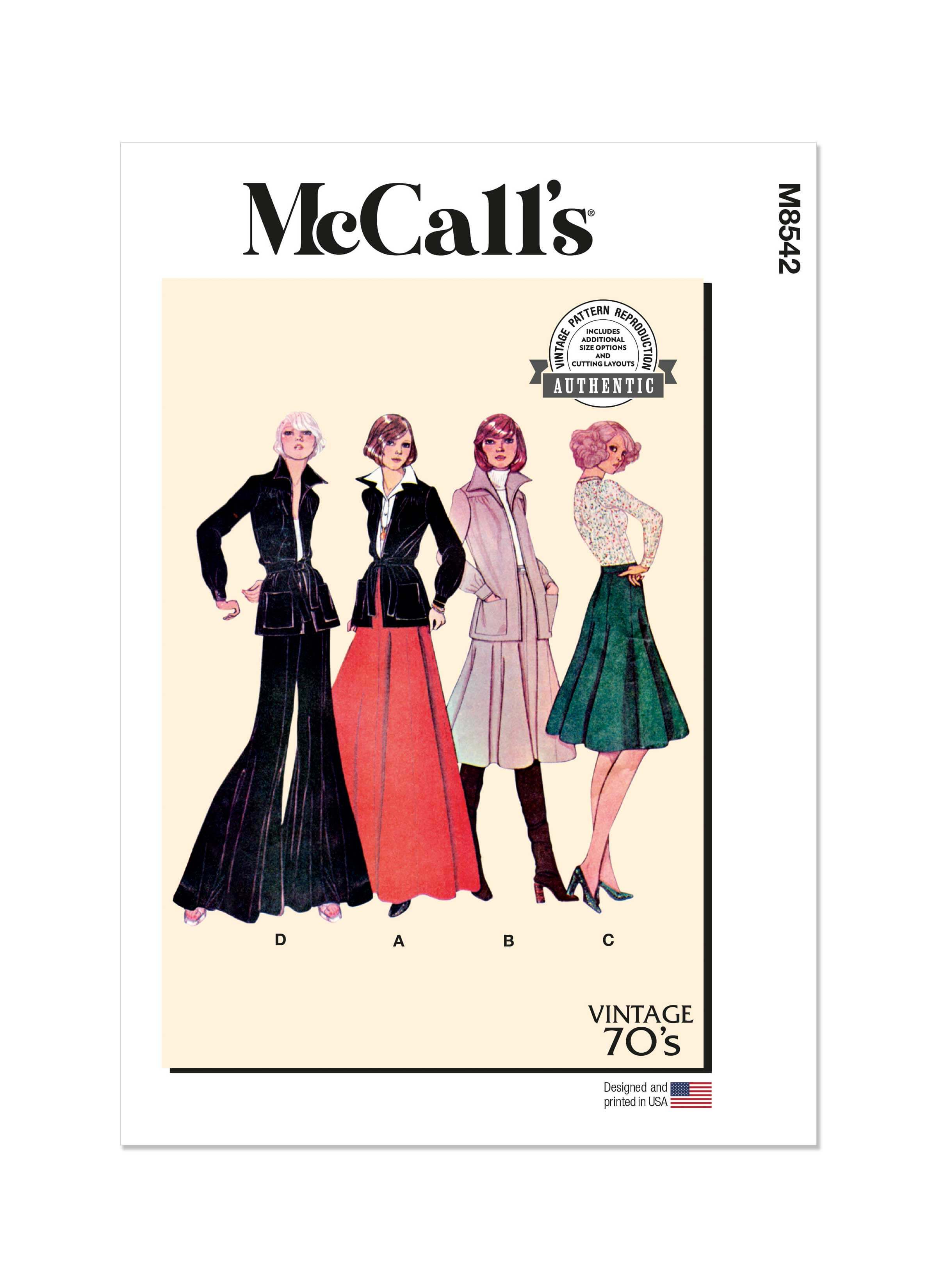 McCall's Sewing Pattern M8542 Misses' Jacket, Skirt and Pants