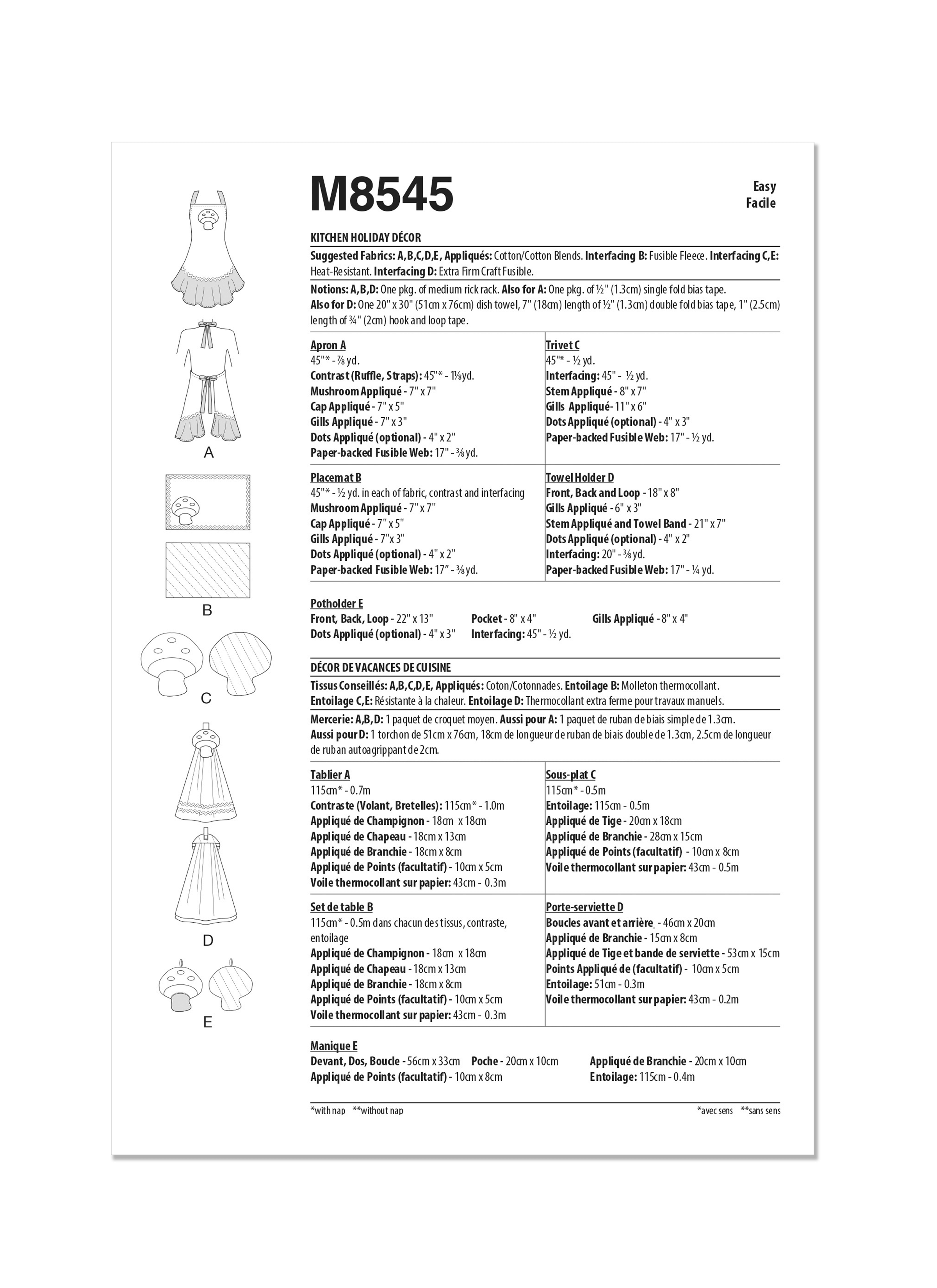 McCall's Sewing Pattern M8545 Kitchen Holiday Decor