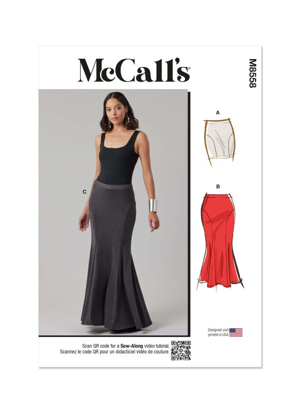 McCall's Sewing Pattern M8558 Misses' Knit Skirt in Three Lengths