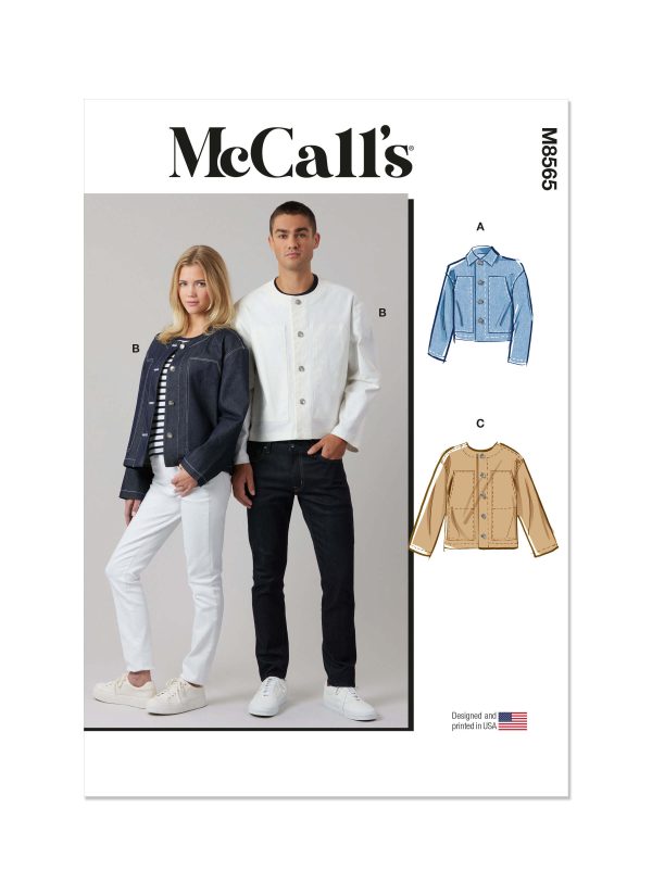 McCall's Sewing Pattern M8565 Unisex Jacket with Collar Variations