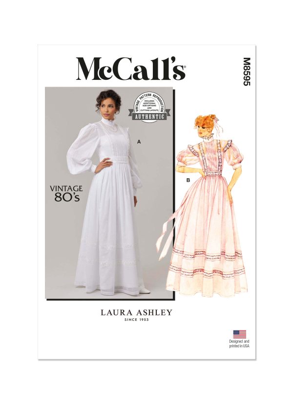 McCall's Sewing Pattern M8595 Misses' Gown, Slip and Sash by Laura Ashley
