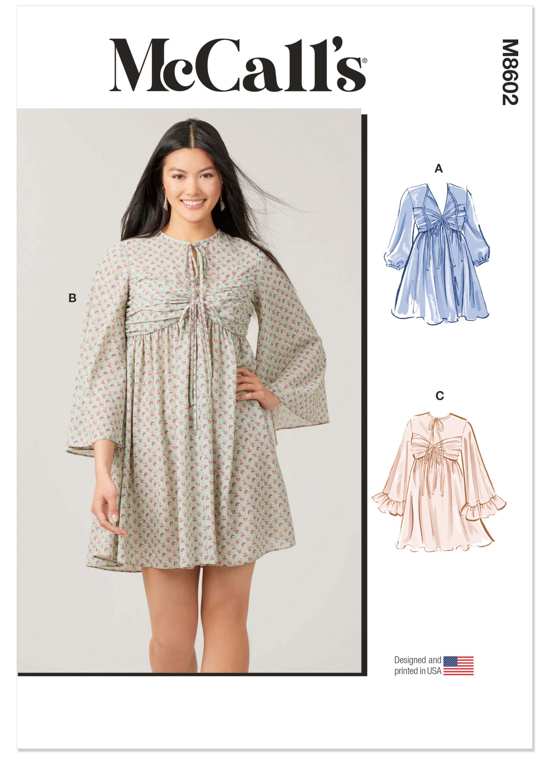 McCall’s Sewing Pattern M8602 Misses’ Babydoll Dress with Sleeve Variations