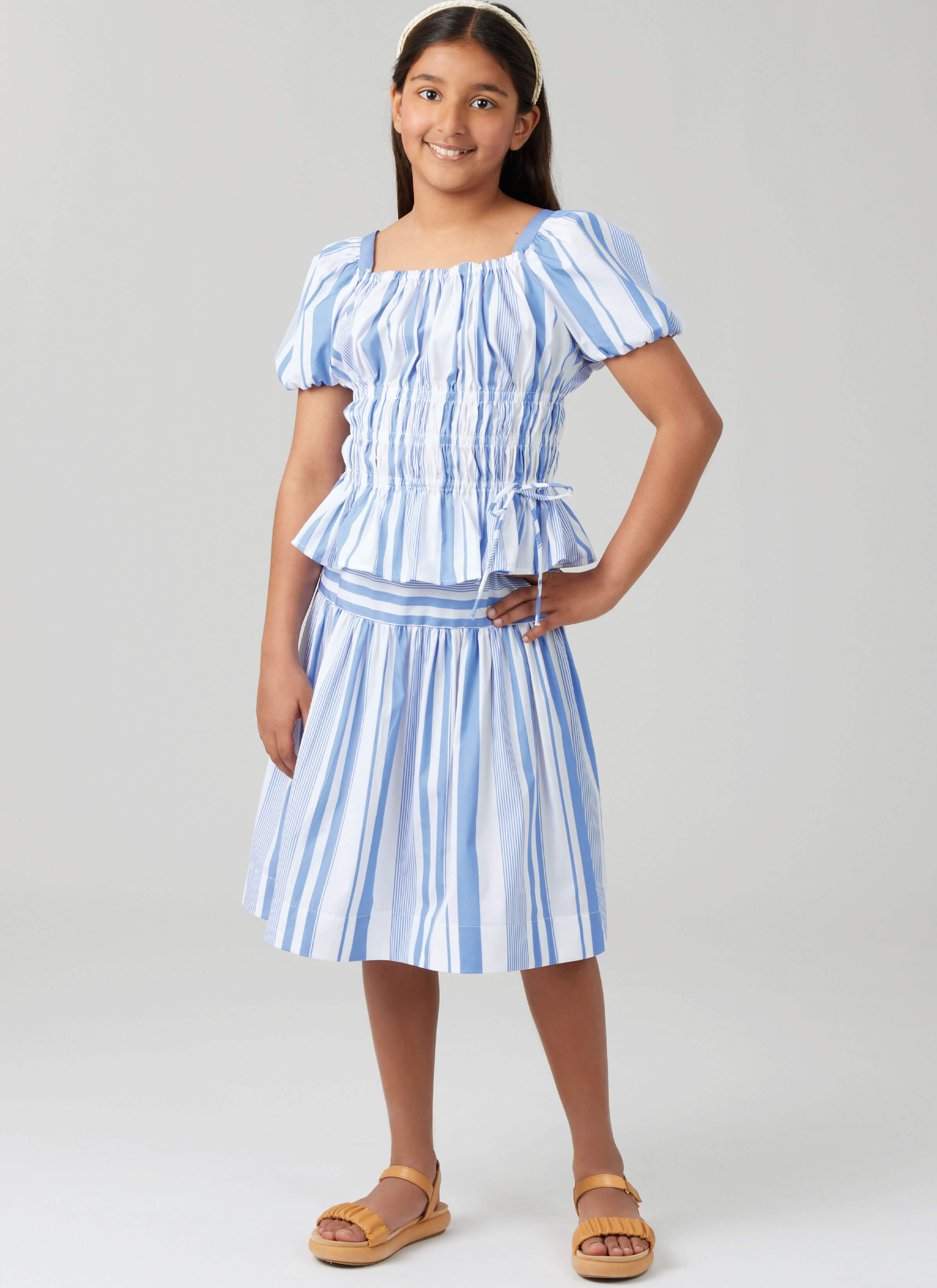 McCall's Sewing Pattern M8619 Girls' Ruched Dress, Top and Skirt