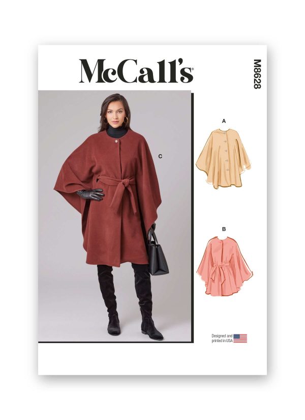 McCall's Sewing Pattern M8628 Misses' Cape in Two Lengths and Tie Belt