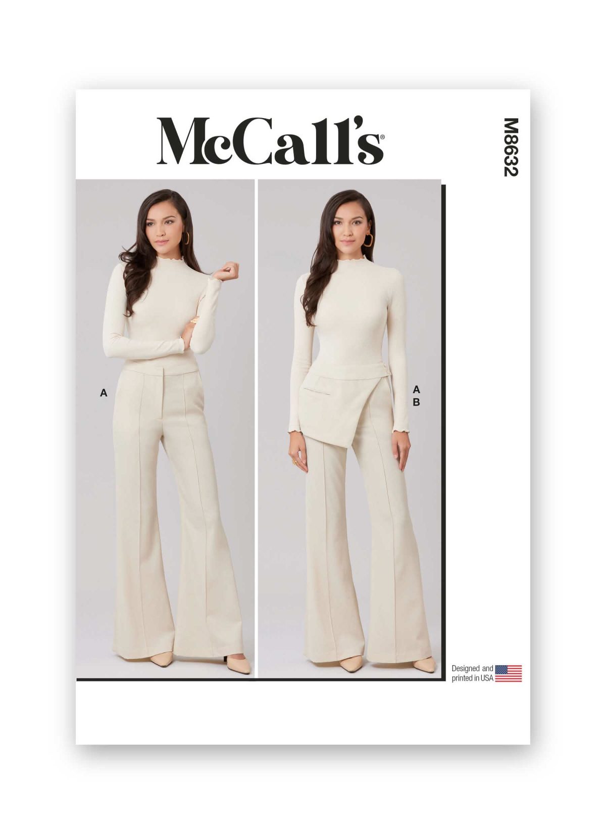 McCall's Sewing Pattern M8632 Misses' Flared Trousers and Belt with Pocket