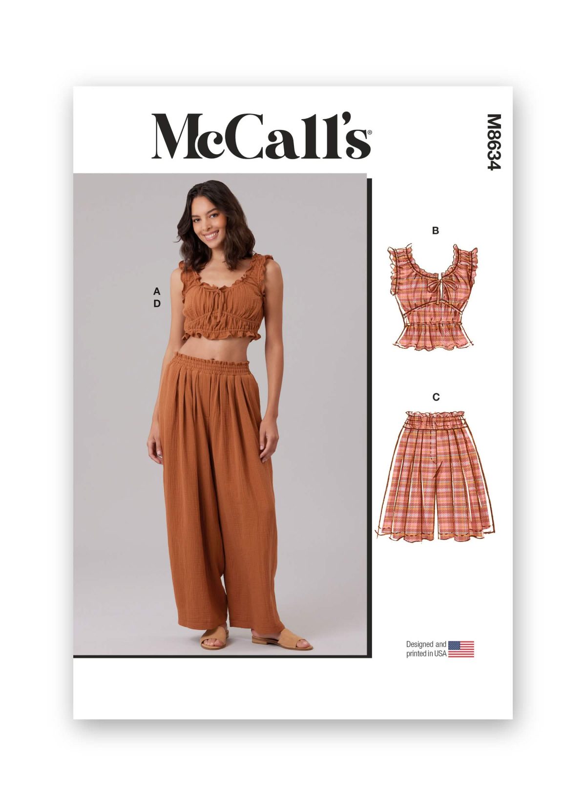 McCall's Sewing Pattern M8634 Misses' Lounge Top in Two Lengths, Shorts and Trousers