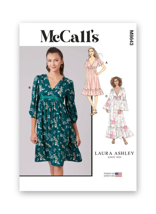McCall's Sewing Pattern M8643 Misses' Lined Dresses by Laura Ashley