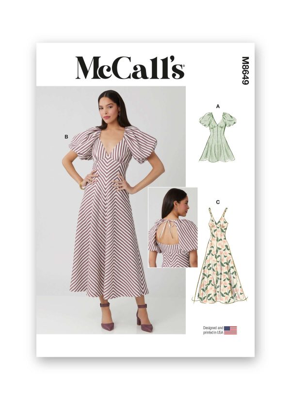 McCall's Sewing Pattern M8649 Misses' Midi Dress with Sleeve and Length Variations