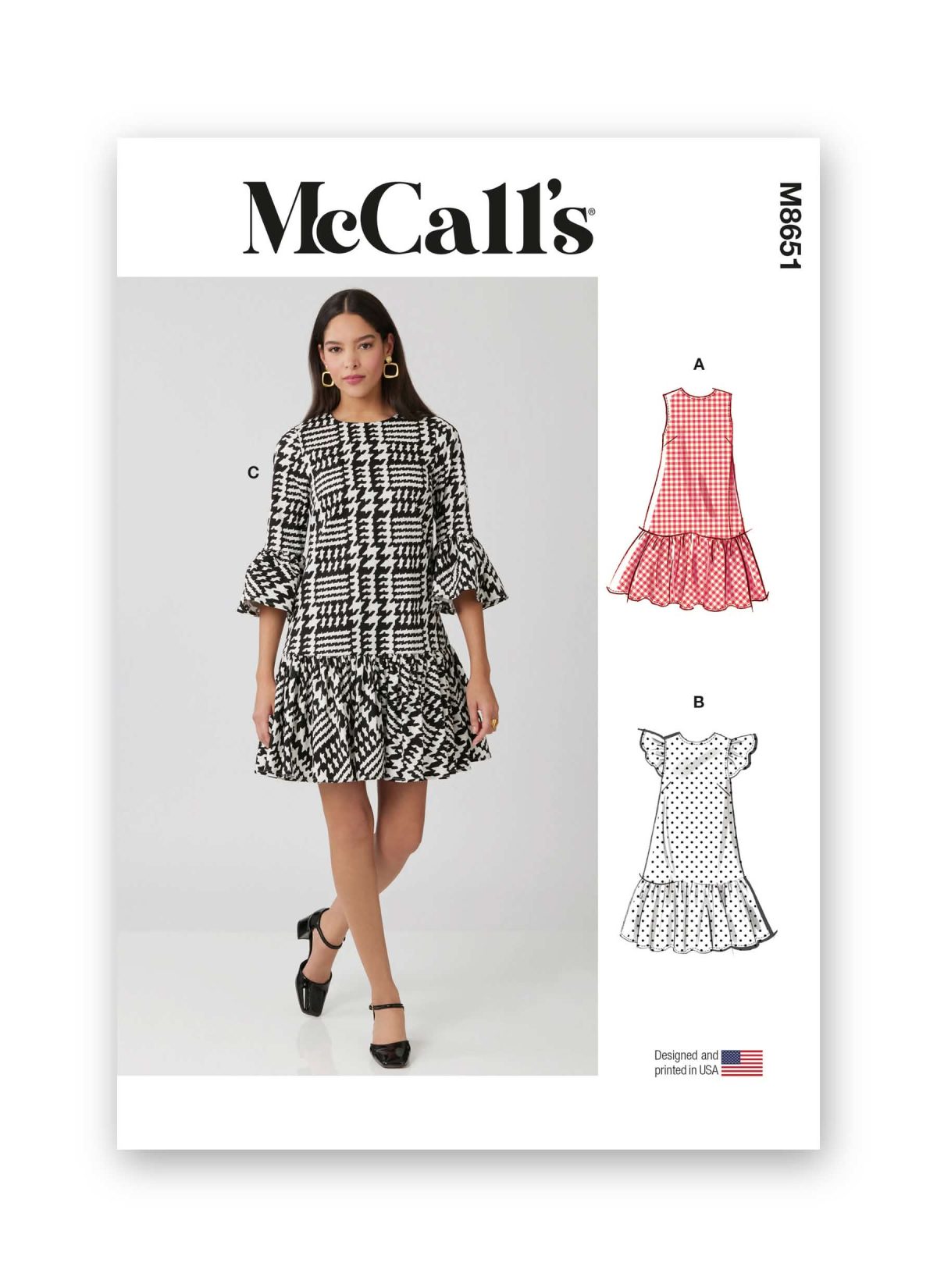 McCall's Sewing Pattern M8651 Misses' and Miss Petite Drop Waist Mini Dress