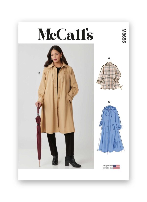 McCall's Sewing Pattern M8655 Misses' Trench Coat in Three Lengths with Optional Hood
