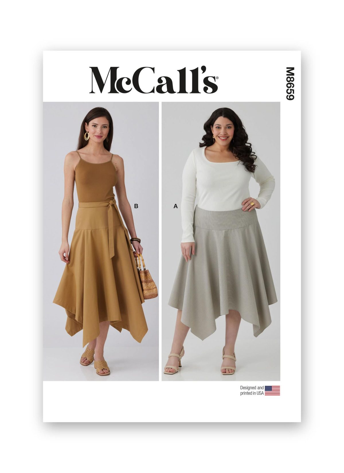 McCall's Sewing Pattern M8659 Misses' and Women's Handkerchief Hem Skirt and Tie Belt
