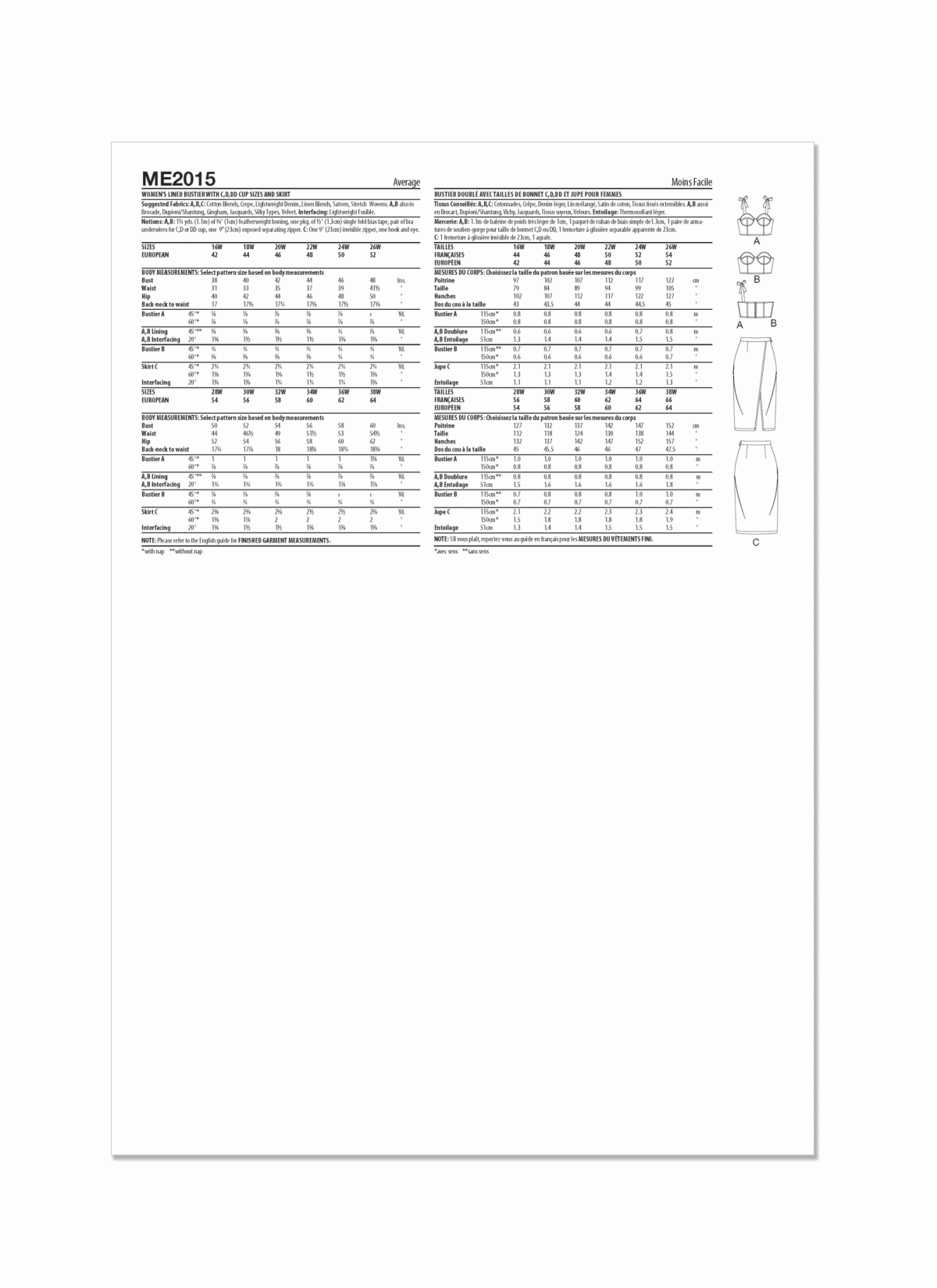 Know Me Sewing Pattern ME2015 Women's Lined Bustier and Skirt by Aaronica B. Cole