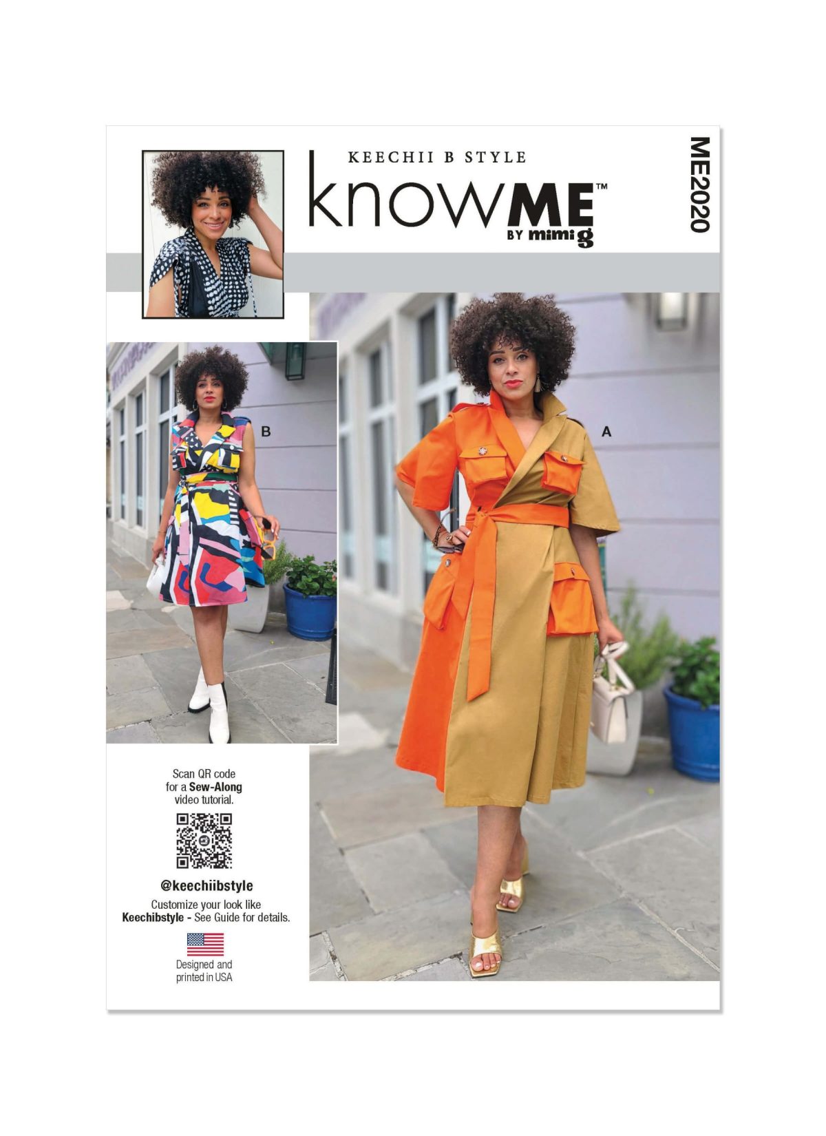 Know Me Sewing Pattern ME2020 Misses' and Women's Wrap Dress With Belt by Keechii B Style