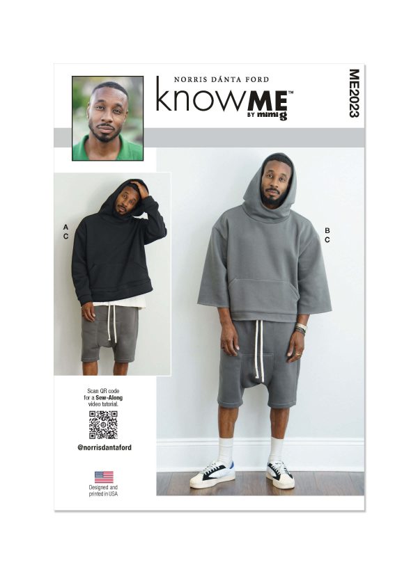 Know Me Sewing Pattern ME2023 Men's Hoodie and Shorts by Norris Dánta Ford