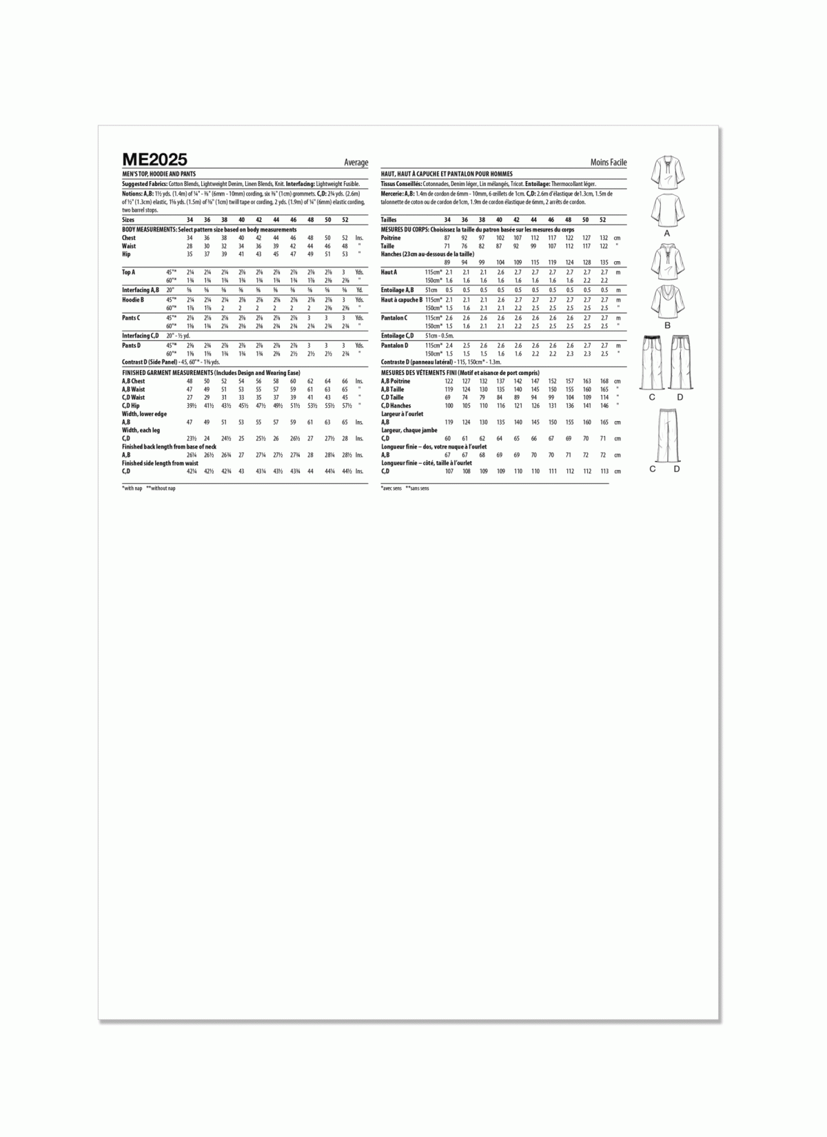 Know Me Sewing Pattern ME2025 Men's Top, Hoodie and Trousers