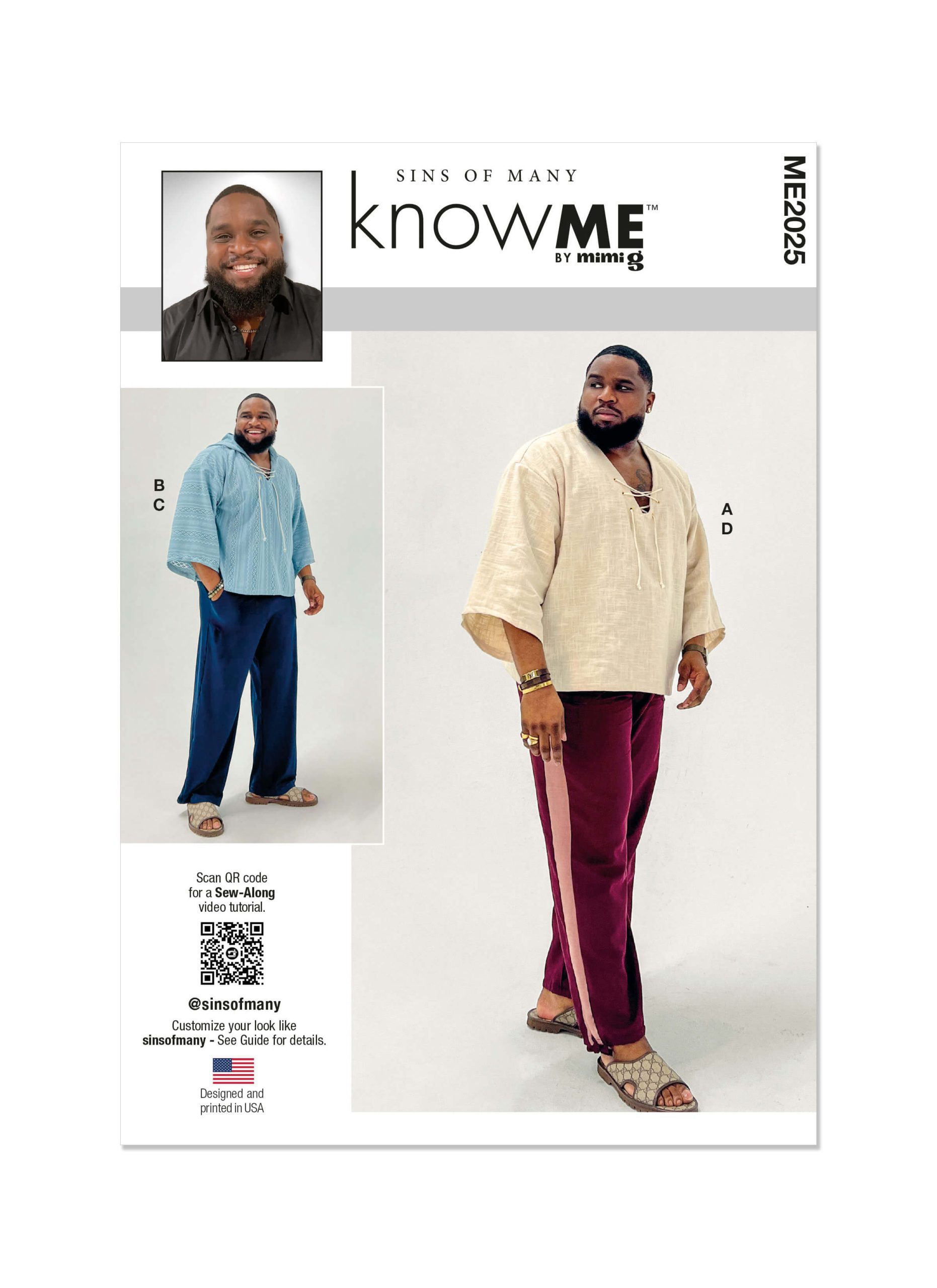Know Me Sewing Pattern ME2025 Men’s Top, Hoodie and Trousers