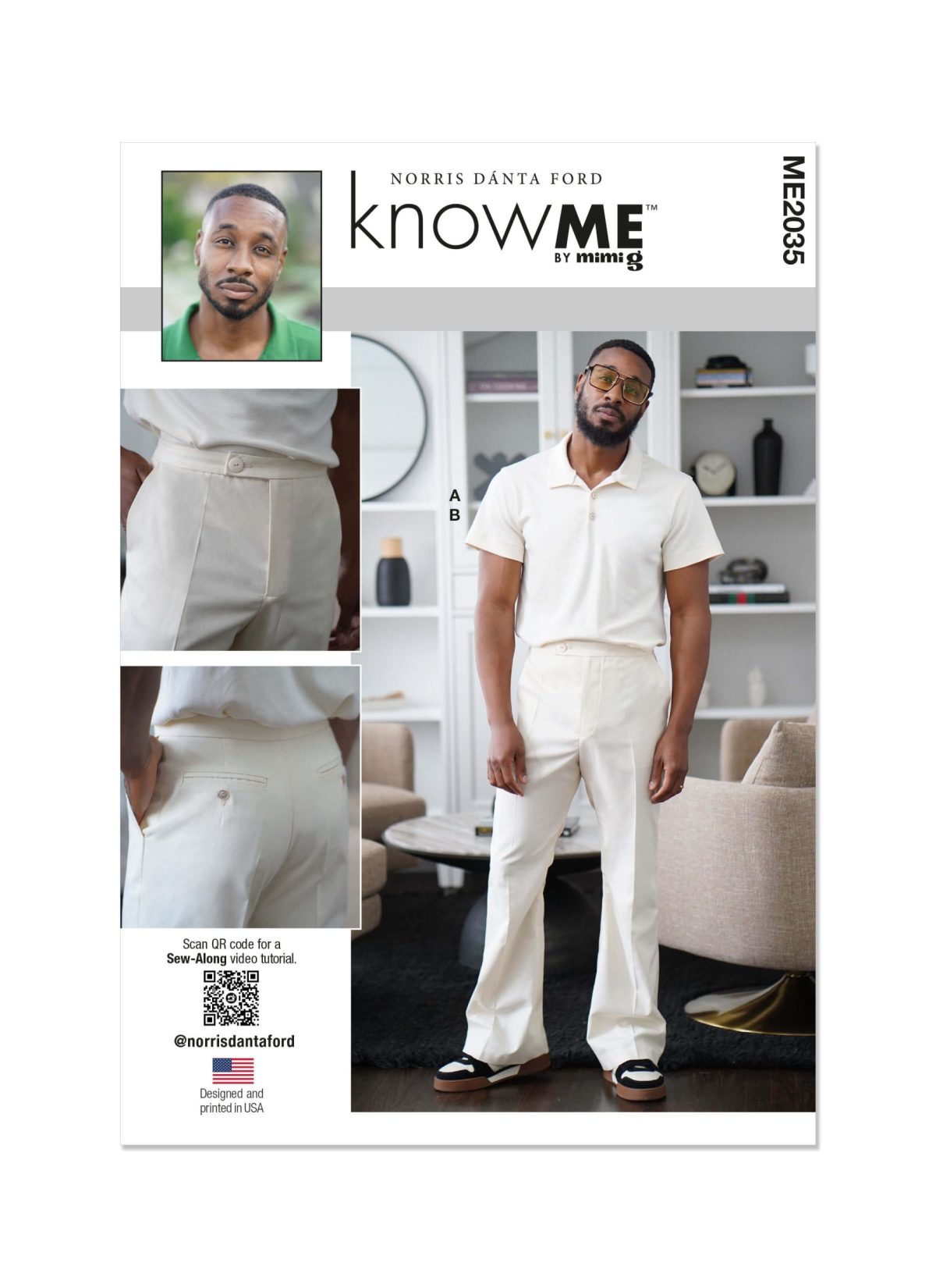 Know Me Sewing Pattern ME2035 Men's Polo Shirt and Trousers