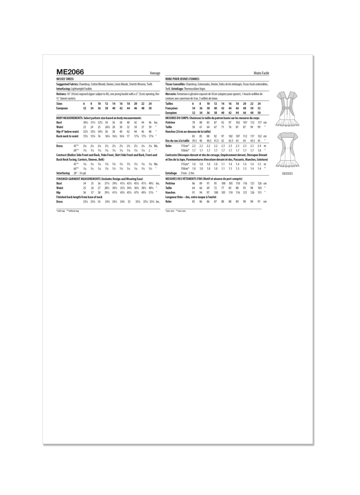 Know Me Sewing Pattern ME2066 Misses' Dress by Gwen Heng