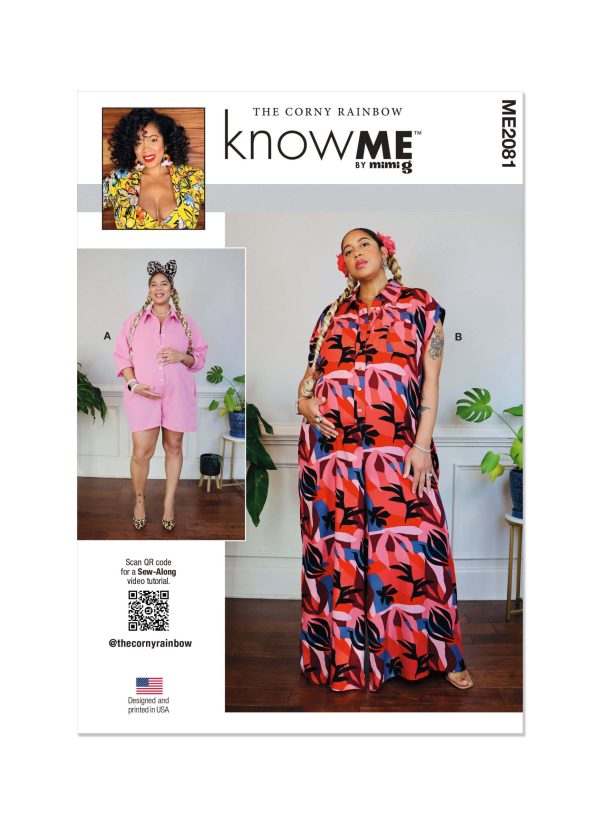 Know Me Sewing Pattern ME2081 Misses' Maternity Romper and Jumpsuit by The Corny Rainbow
