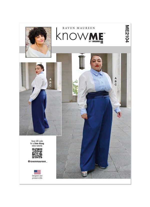 Know Me Sewing Pattern ME2104 Misses' Shirt, Trousers and Cummerbund by Raven Maureen