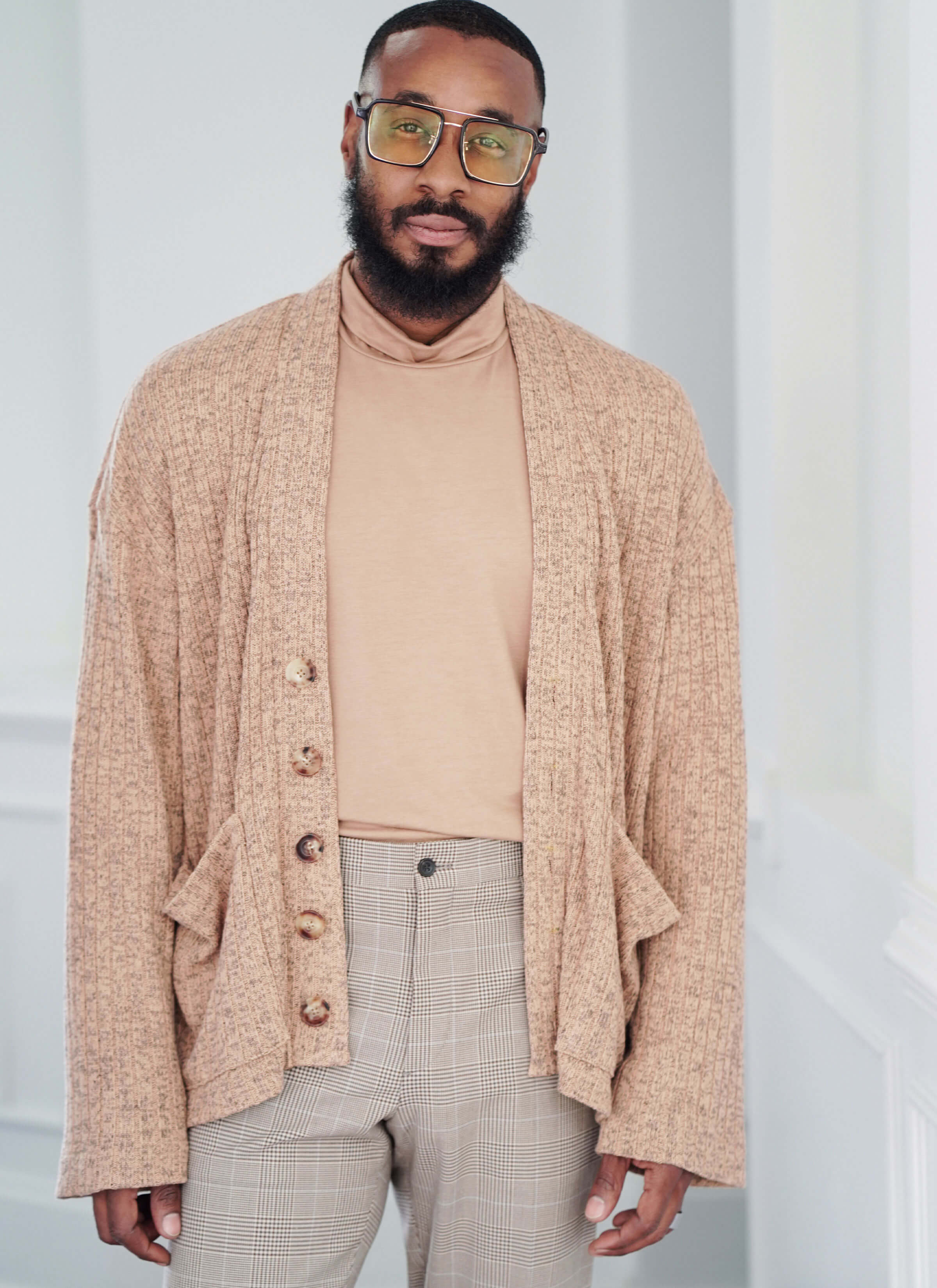 Know Me Sewing Pattern ME2105 Men's Knit Turtleneck and Cardigan by Norris Dánta Ford