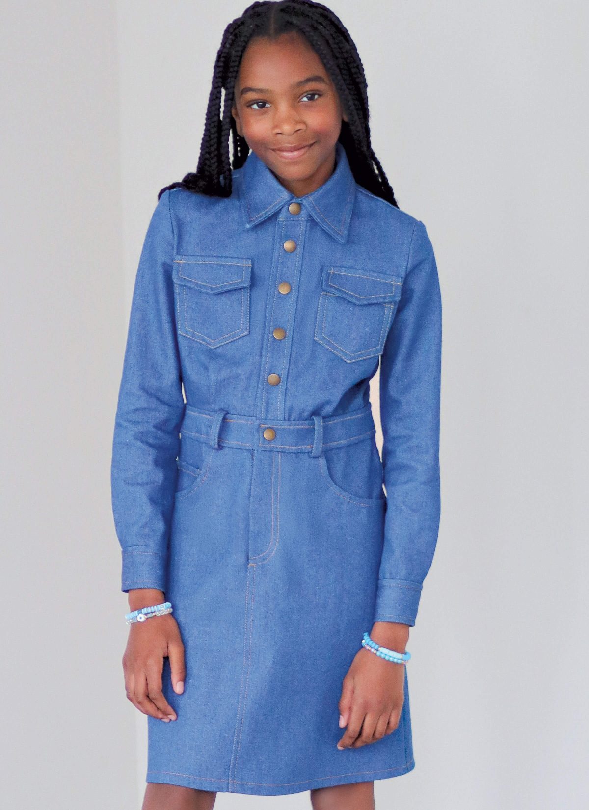 Know Me Sewing Pattern ME2133 Girl's and Misses' Denim Dress by Brittany J. Jones