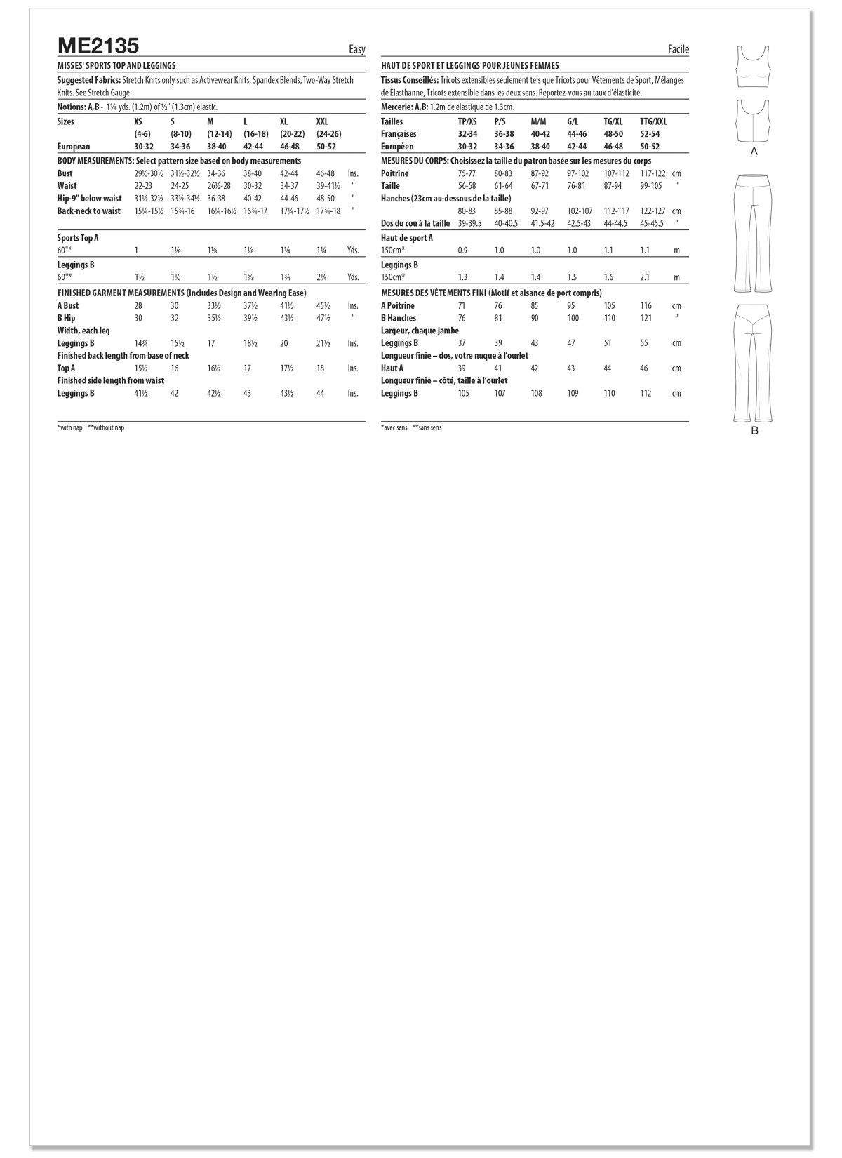 Know Me Sewing Pattern ME2135 Misses' Sports Top and Leggings by Classyfied Life