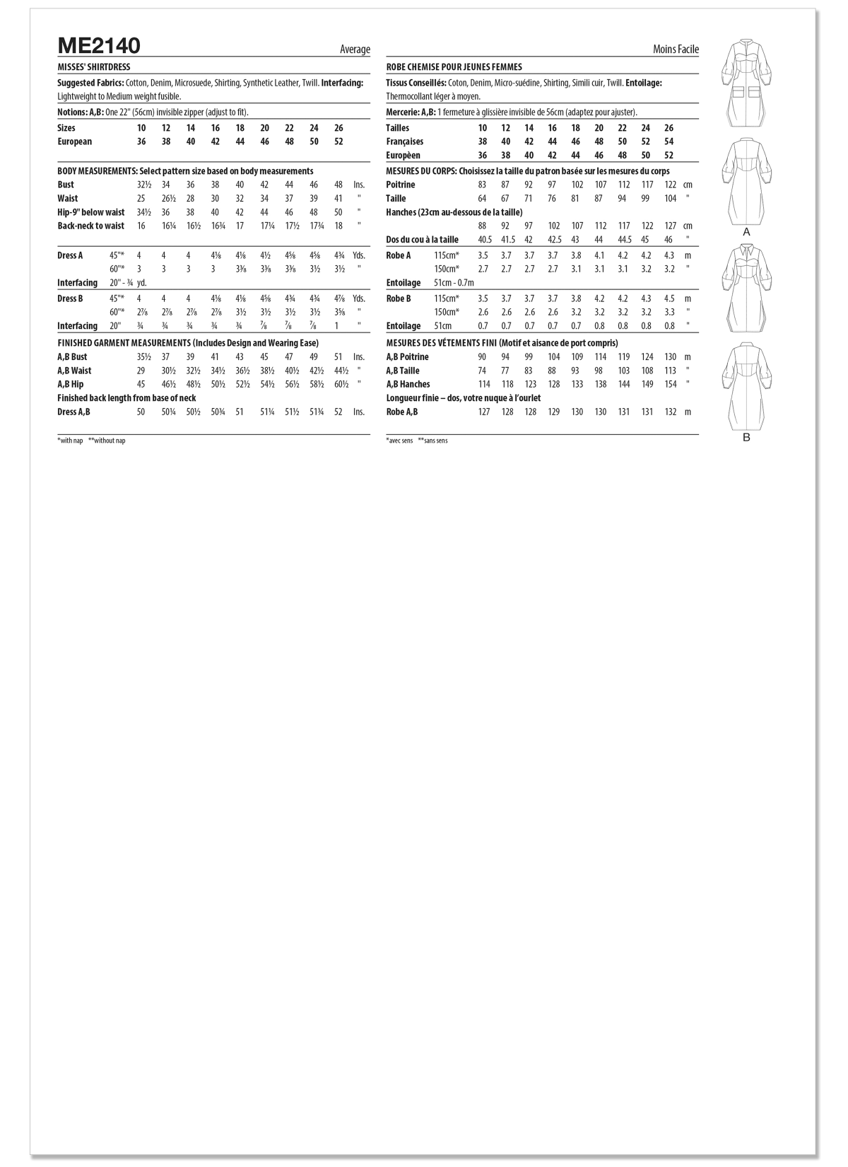 Know Me Sewing Pattern ME2140 Misses' Shirtdress by Keechii B Style