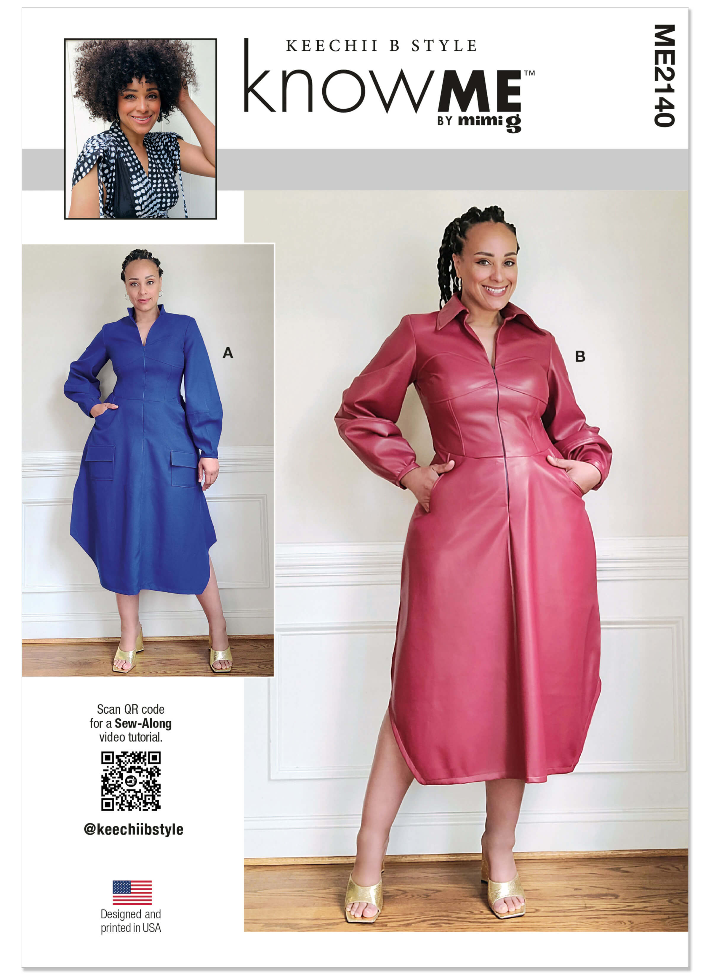 Know Me Sewing Pattern ME2140 Misses' Shirtdress by Keechii B Style