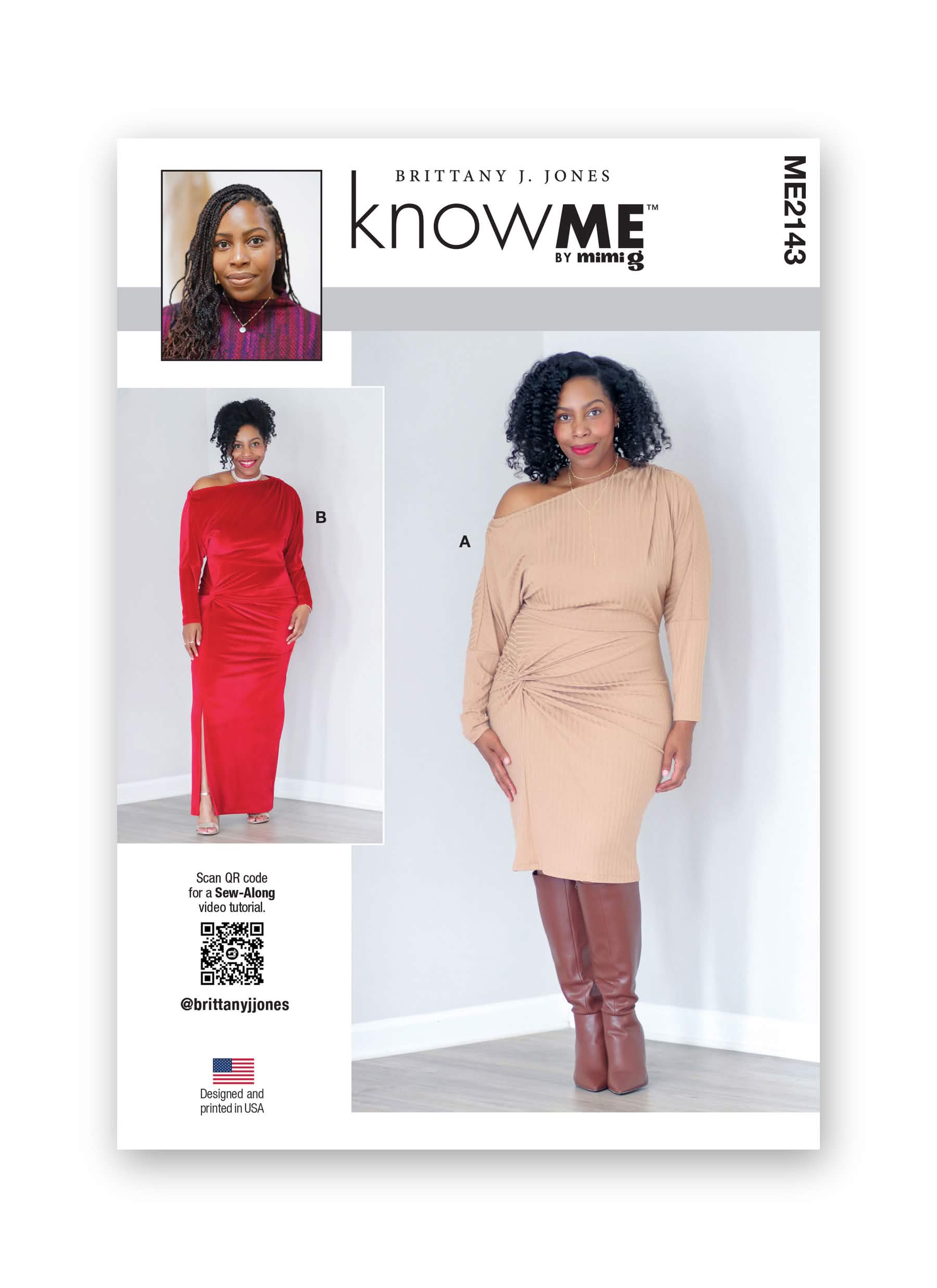 Know Me Sewing Pattern ME2143 Misses’ and Women’s Knit Dress in Two Lengths by Brittany J. Jones